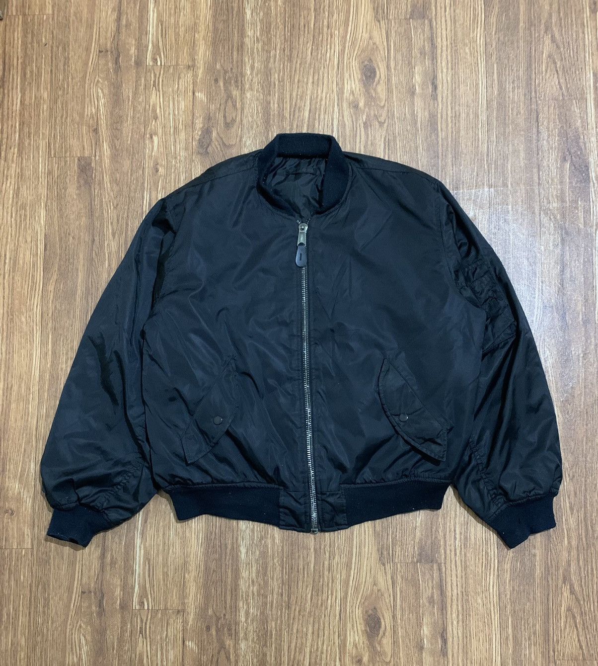 image of Phantom Military Ma-1 Bomber Jacket in Black, Men's (Size Large)