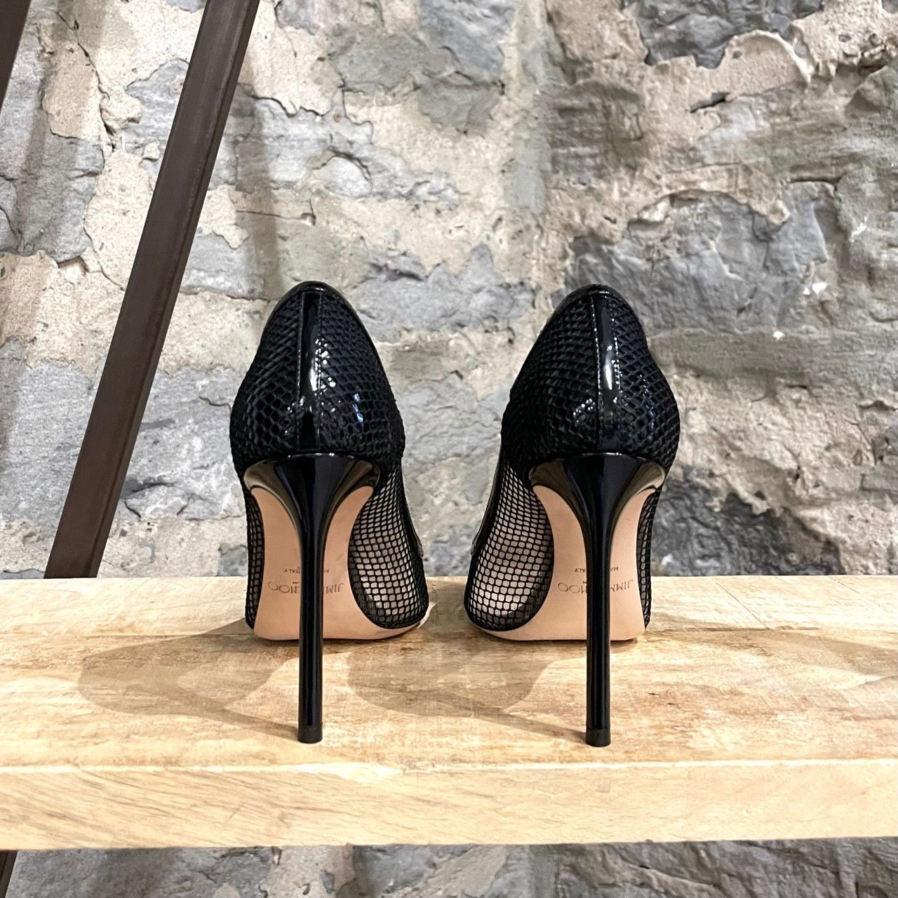 Jimmy Choo Jimmy Choo Black Patent Romy Mesh 100 Pumps Size US 8 / IT 38 - 5 Thumbnail