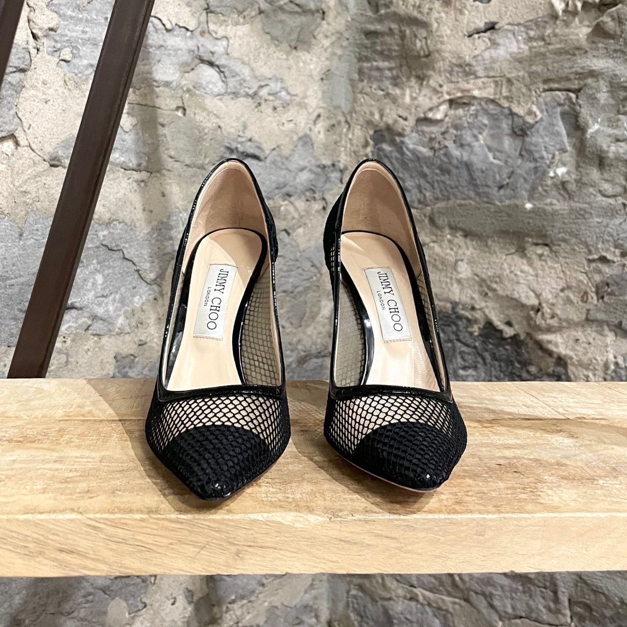 Jimmy Choo Jimmy Choo Black Patent Romy Mesh 100 Pumps Size US 8 / IT 38 - 3 Thumbnail