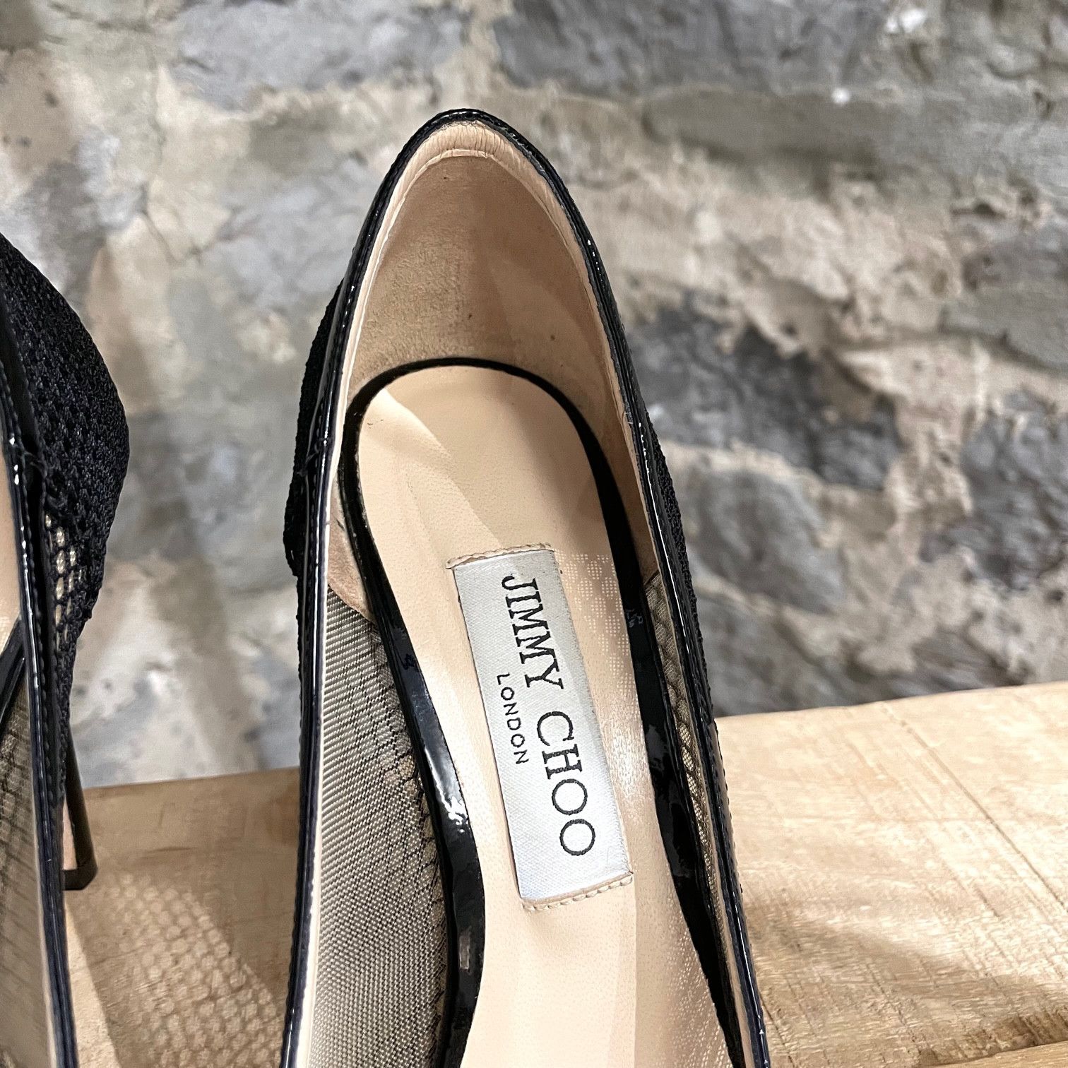 Jimmy Choo Jimmy Choo Black Patent Romy Mesh 100 Pumps Size US 8 / IT 38 - 4 Thumbnail