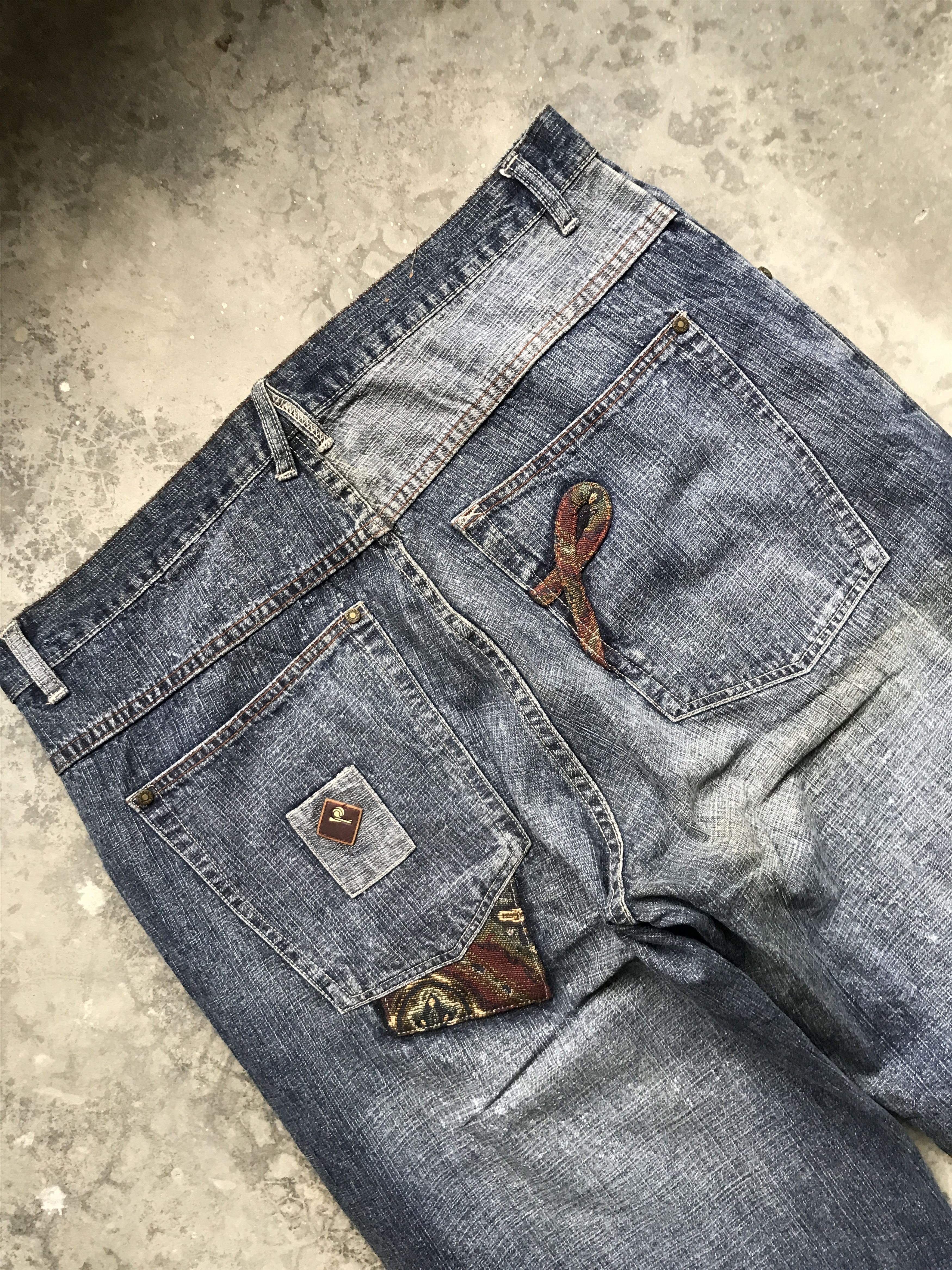 Designer × Pelle Pelle 💥BAGGY💥D55 pellepelle Hip hop Baggy Light Jeans Size US 37 - 13 Thumbnail