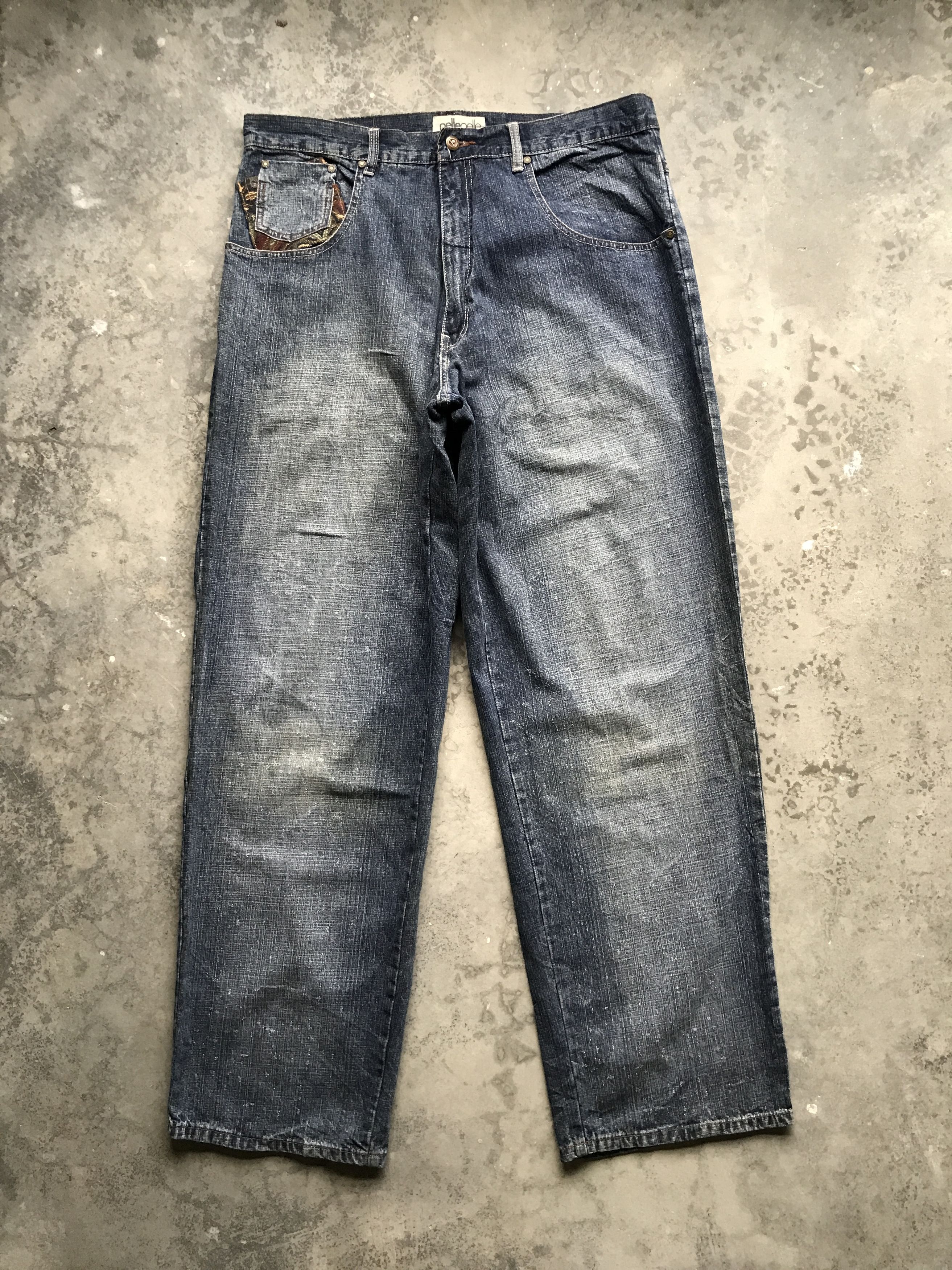 Designer × Pelle Pelle 💥BAGGY💥D55 pellepelle Hip hop Baggy Light Jeans Size US 37 - 3 Thumbnail