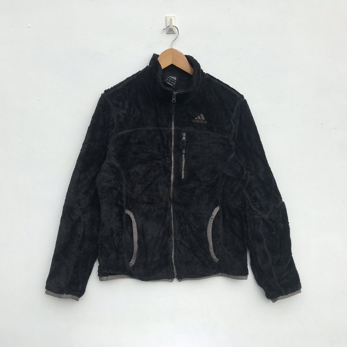 Adidas Fleece Jacket Full Zip Embroidery Spellout Logo