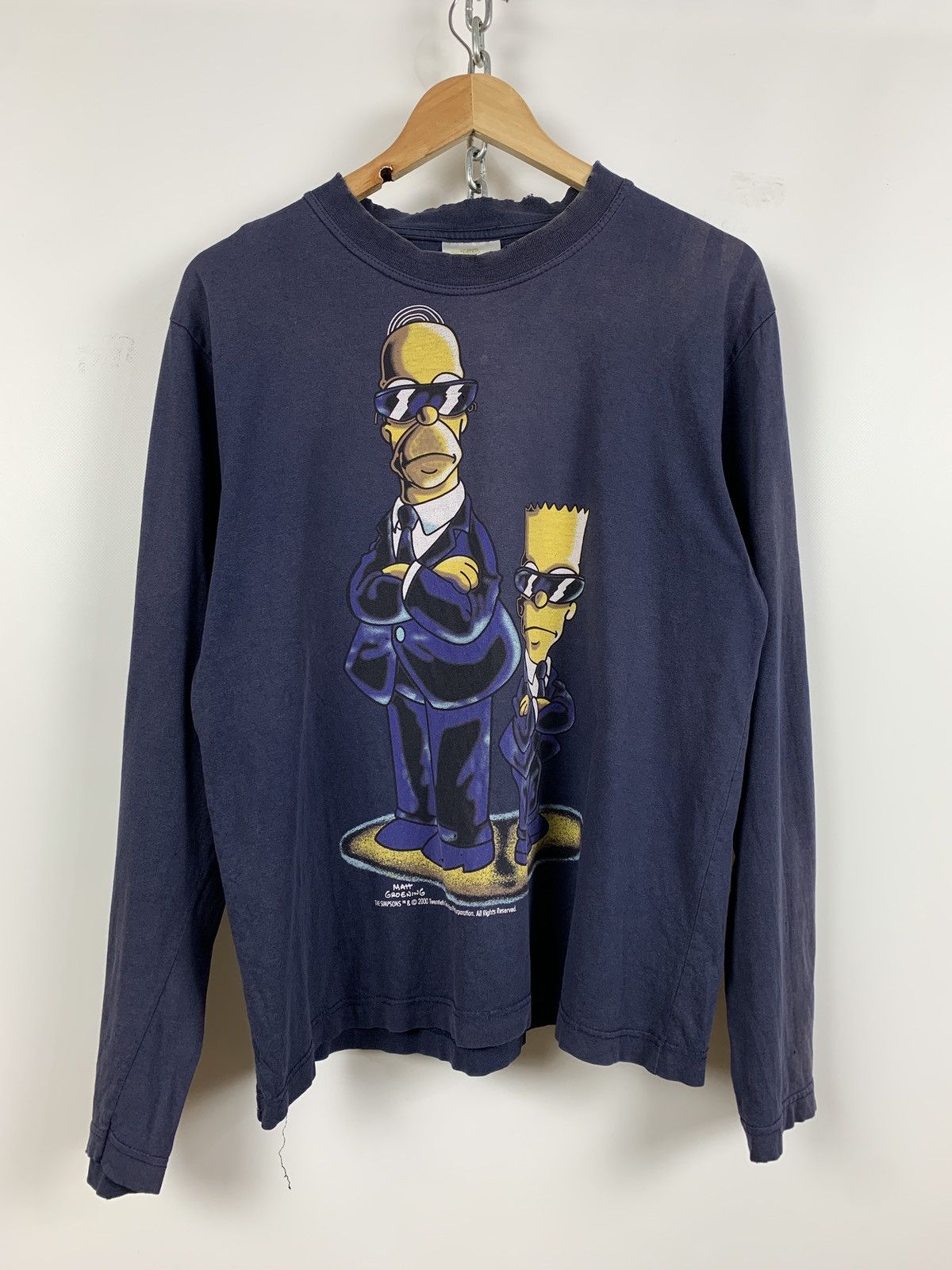 Cartoon Network Vintage Simpsons Homer And Bart Agent FBI Long Sleeve Shirt Size US M / EU 48-50 / 2 - 1 Thumbnail