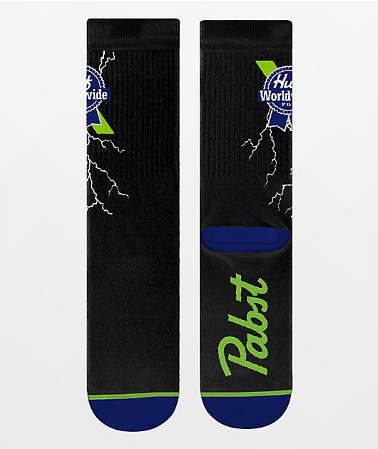 Huf *RARE* New HUF x PBR Pabst Blue Ribbon Lightning Logo Socks Size ONE SIZE - 5 Thumbnail