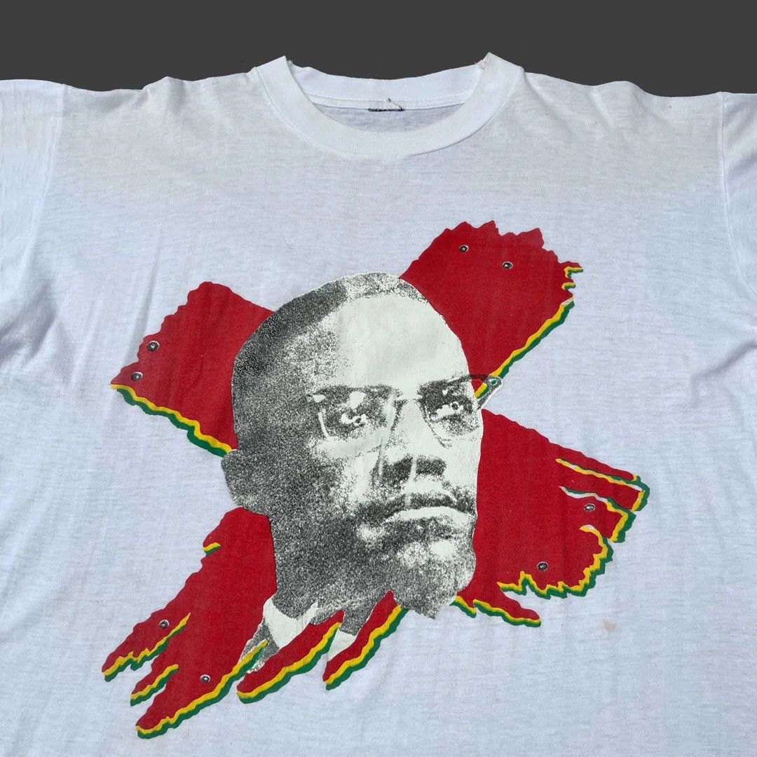 Vintage Malcolm X 90s Vintage Single Stitch USA Graphic T-Shirt Size US L / EU 52-54 / 3 - 2 Thumbnail