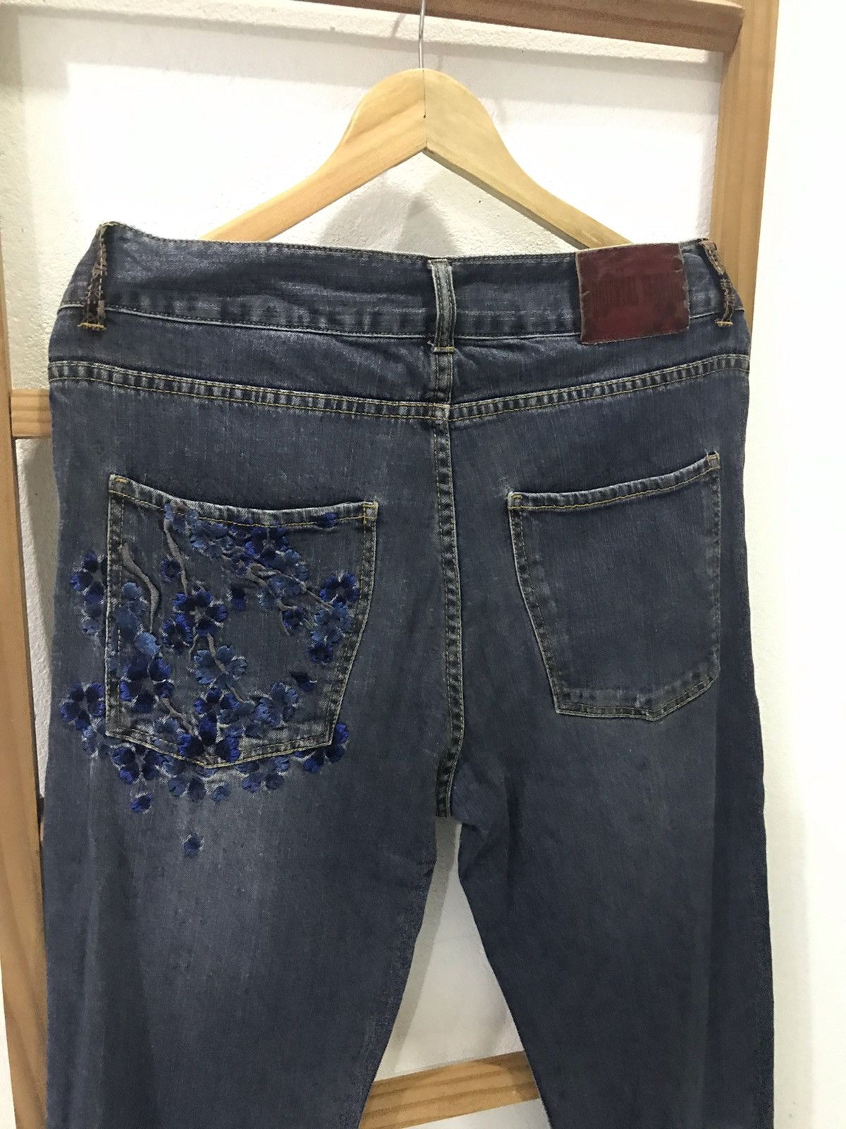 Japanese Brand Oriental Flavor Sakura Embroidery Denim Size US 34 / EU 50 - 5 Thumbnail