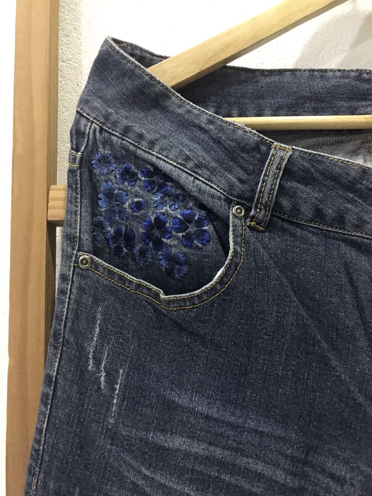 Japanese Brand Oriental Flavor Sakura Embroidery Denim Size US 34 / EU 50 - 4 Thumbnail