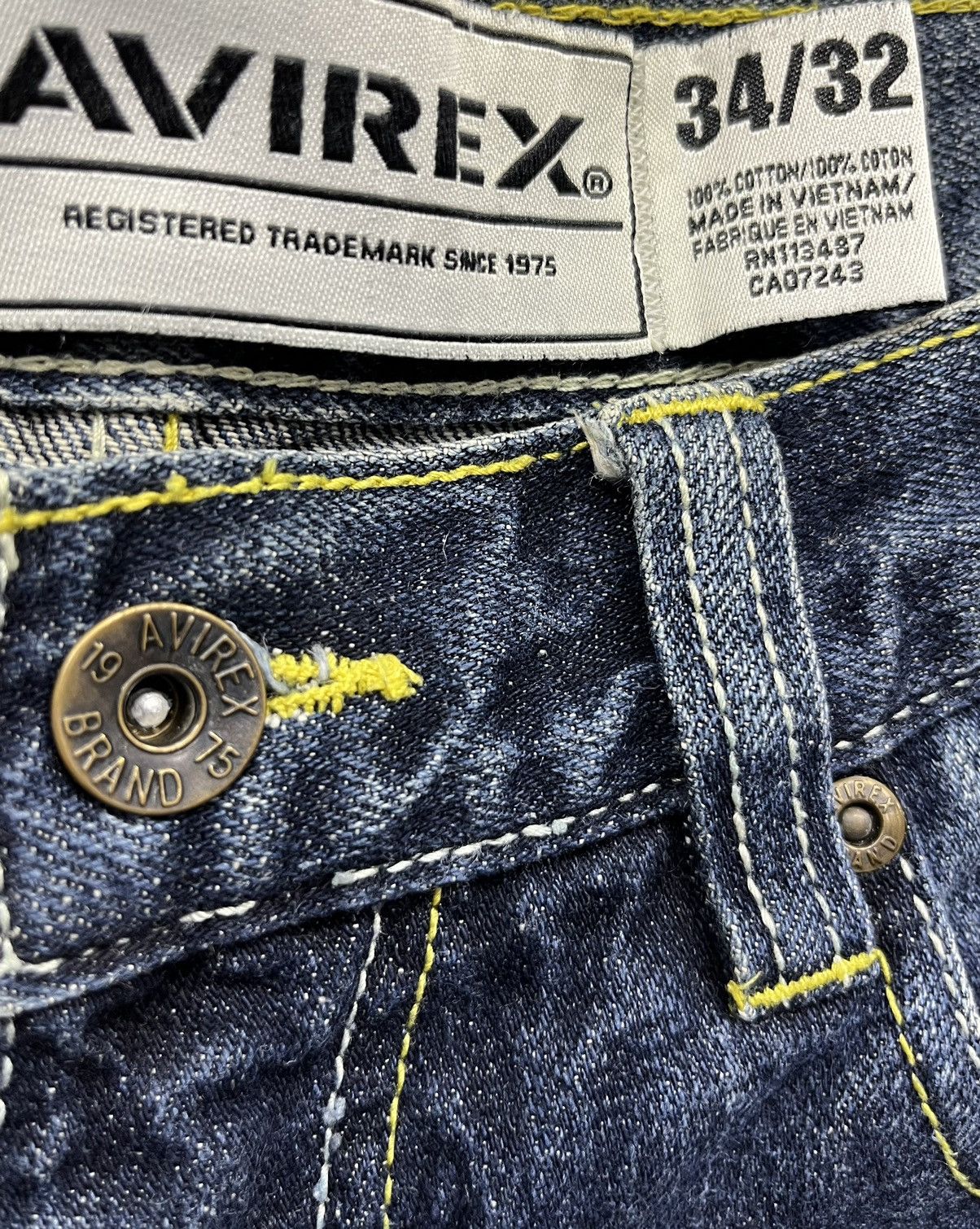 Avirex Embroidery Tattoo Cobra Sword Roses Baggy Fit Karakuri Denim Size US 33 - 7 Thumbnail