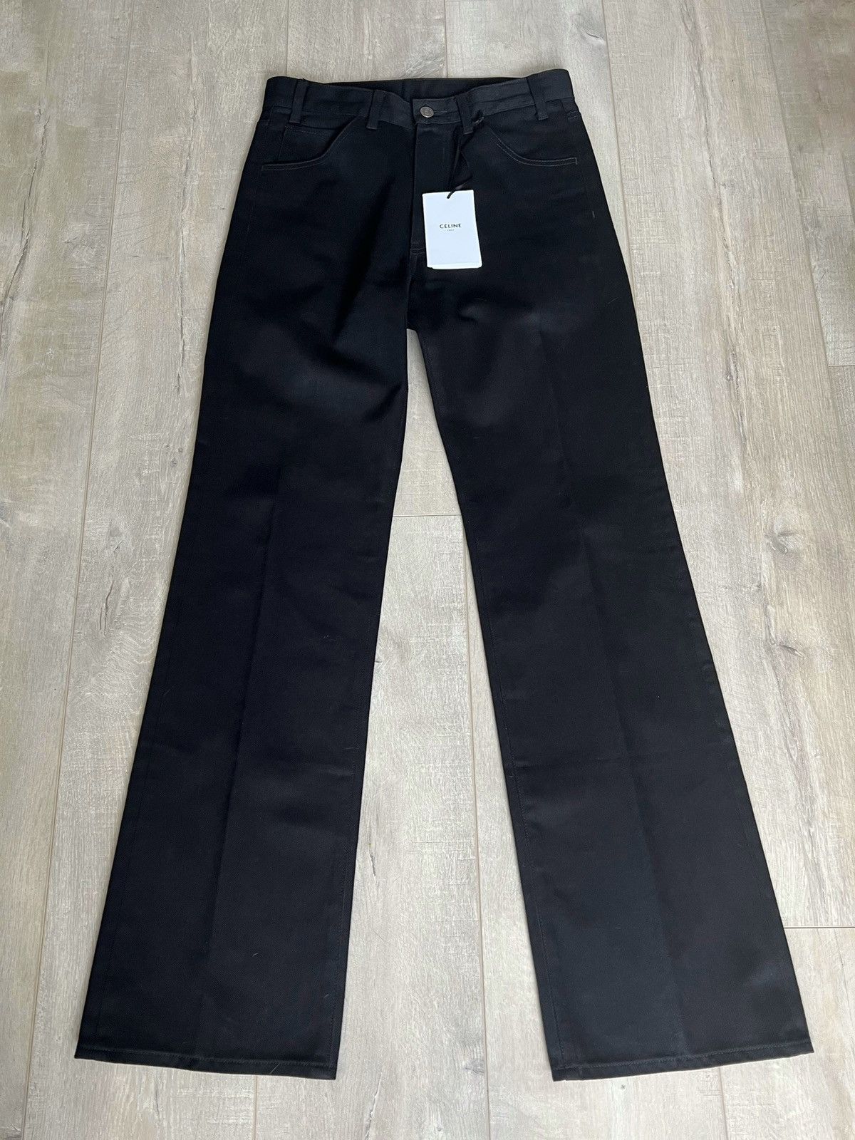 Celine SS20 Flared Raw Black Denim sz30 | Grailed