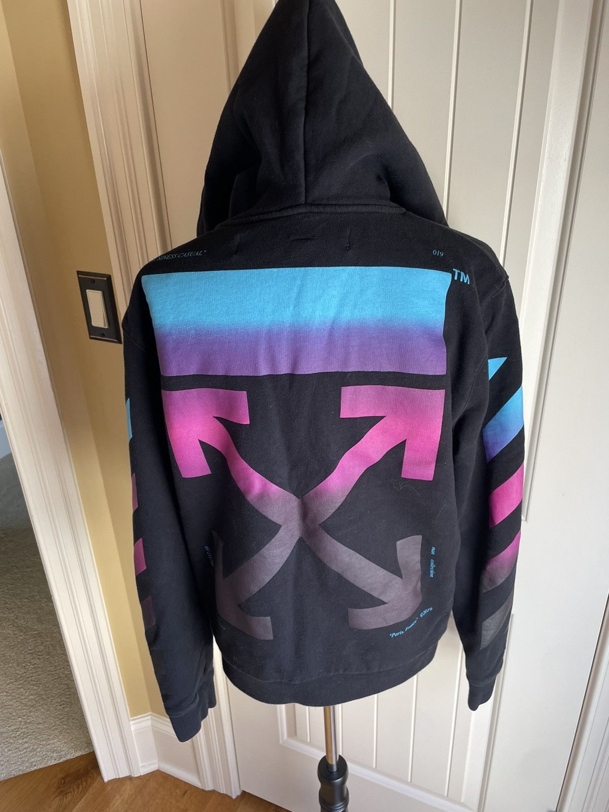 Off white hoodie rainbow on sale