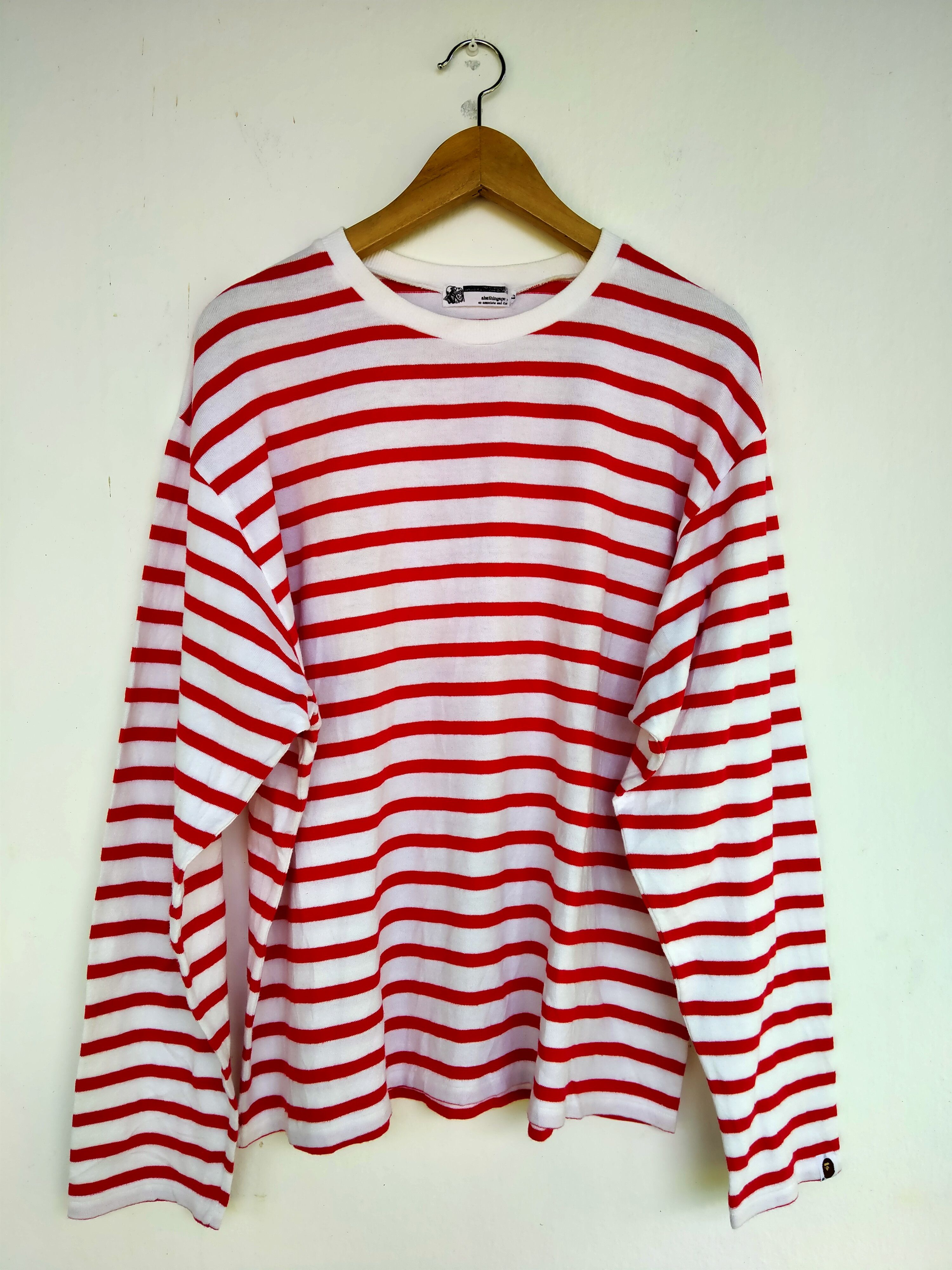 Bape × Vintage A Bathing Ape Border Stripe L/S Tee | Grailed