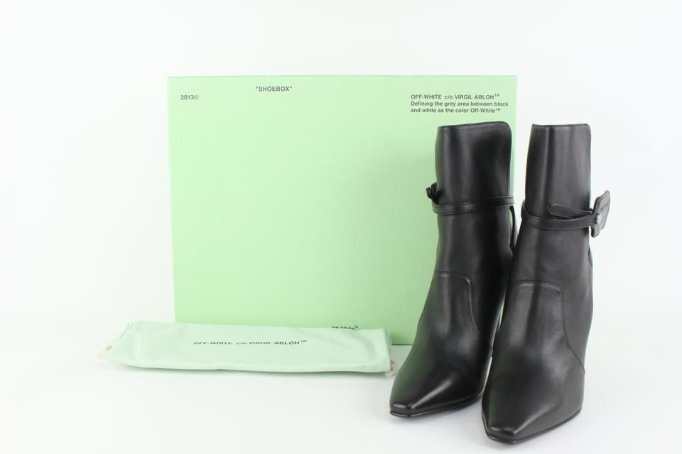 Off-White™ Sz 38 Black Leather Ziptie Bootie 106of14