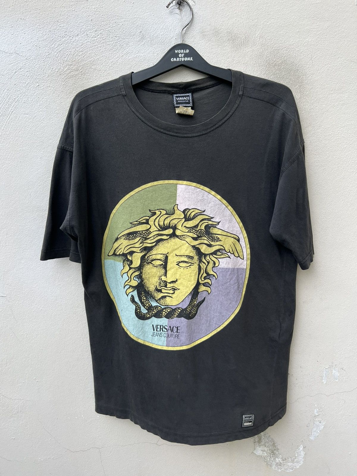 Versace Jeans Couture × Vintage Vintage Versace Medusa Head Faded Black Nicely Trashed tee Size US M / EU 48-50 / 2 - 1 Thumbnail