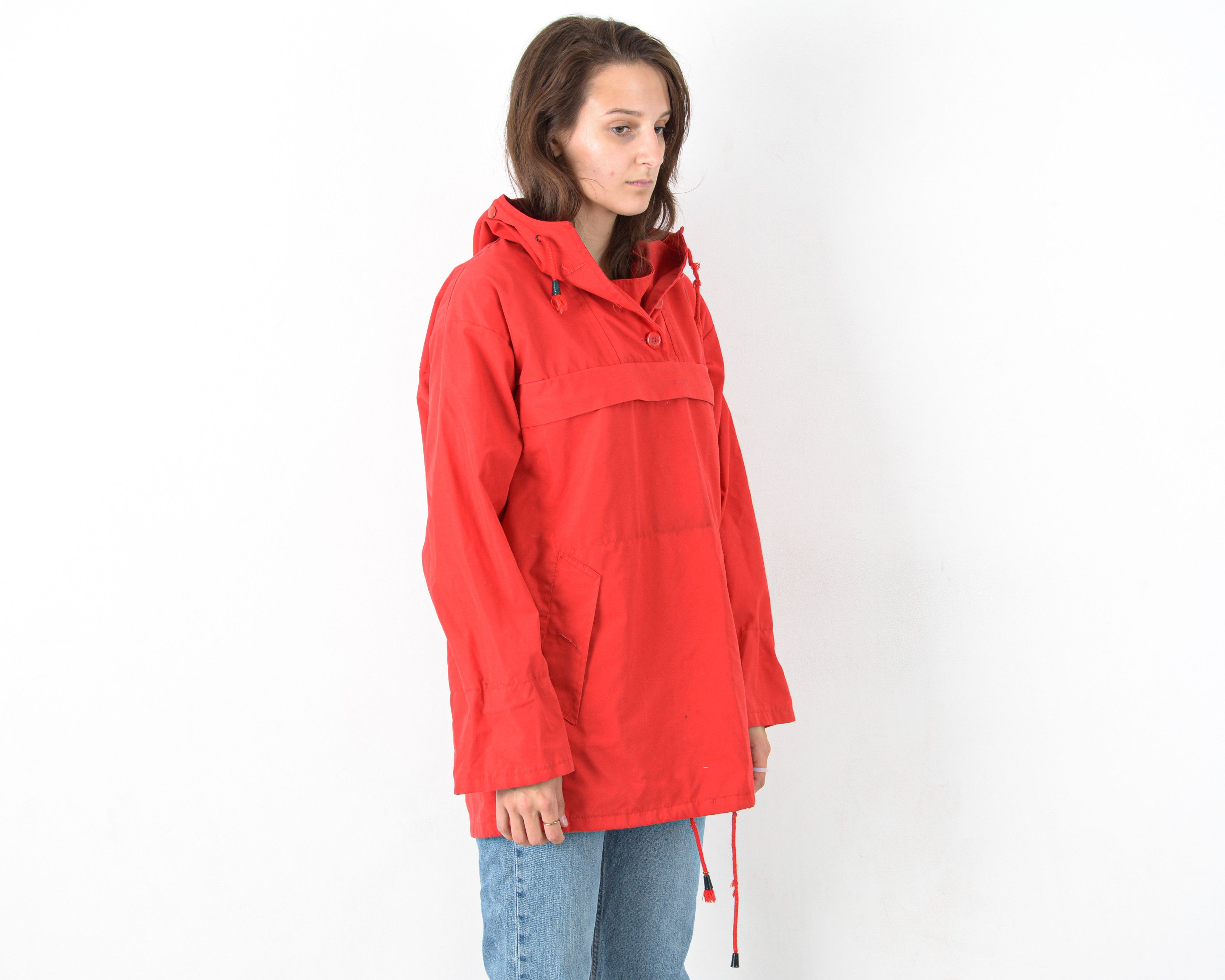 Other × Vintage Light Jacket Coat UK 10 Pullover Hood Front Pocket US 6 VTG Size S / US 4 / IT 40 - 3 Thumbnail