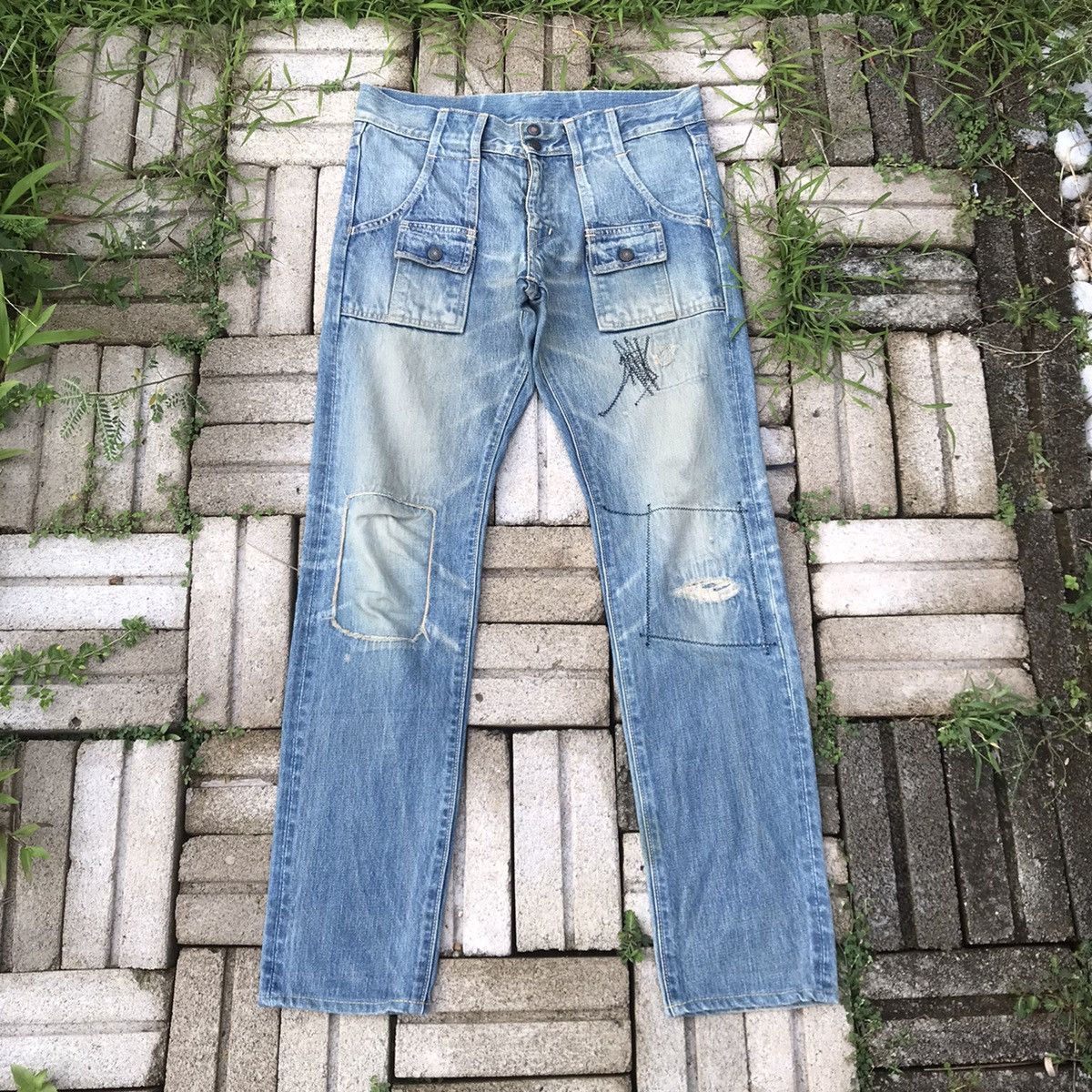 image of Vintage Kapital Kountry Distressed Bush Denim in Blue, Men's (Size 28)