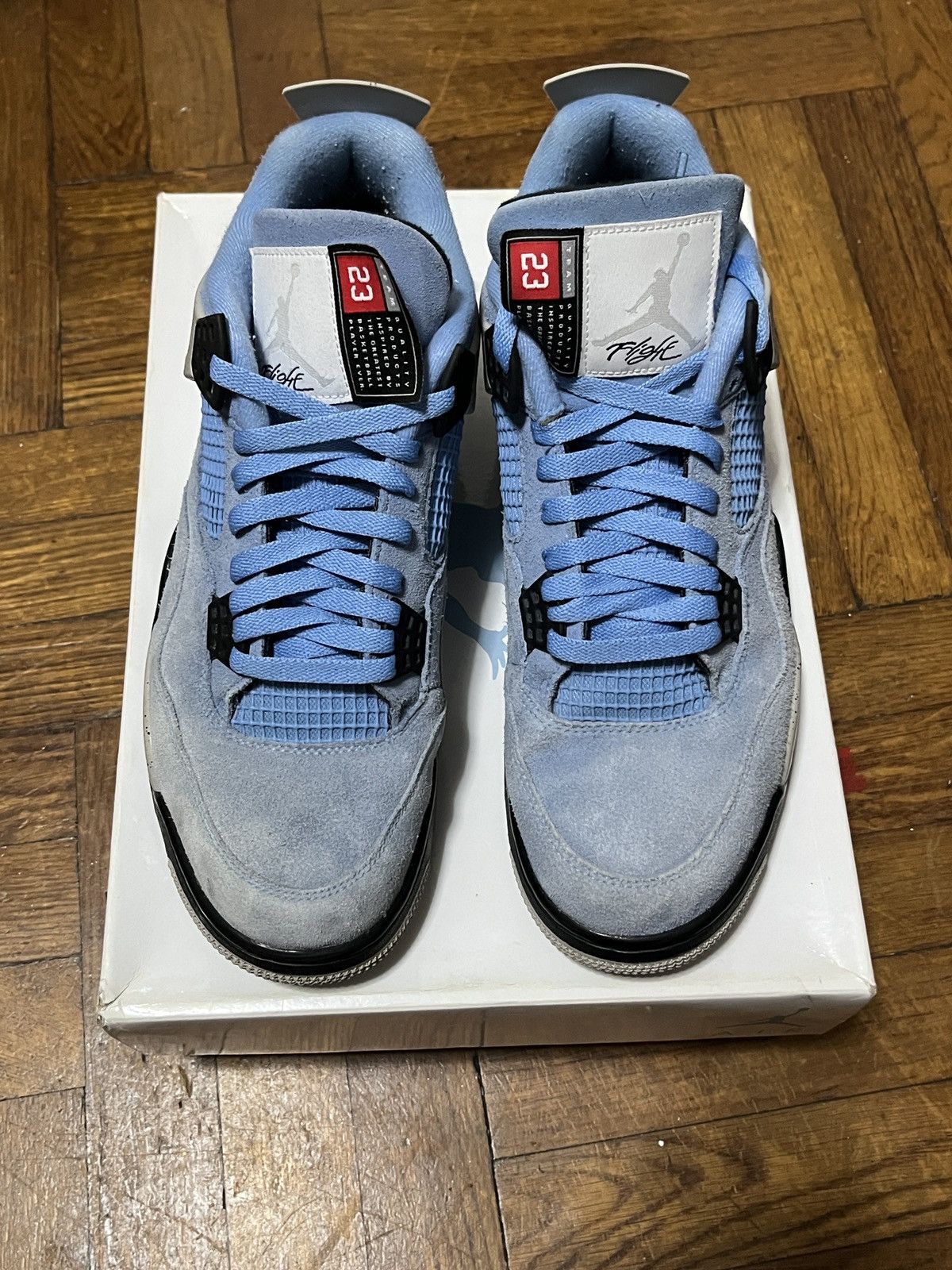 Jordan Brand × Nike Air Jordan 4 Retro University Blue Size 12 Used Size US 12 / EU 45 - 3 Thumbnail