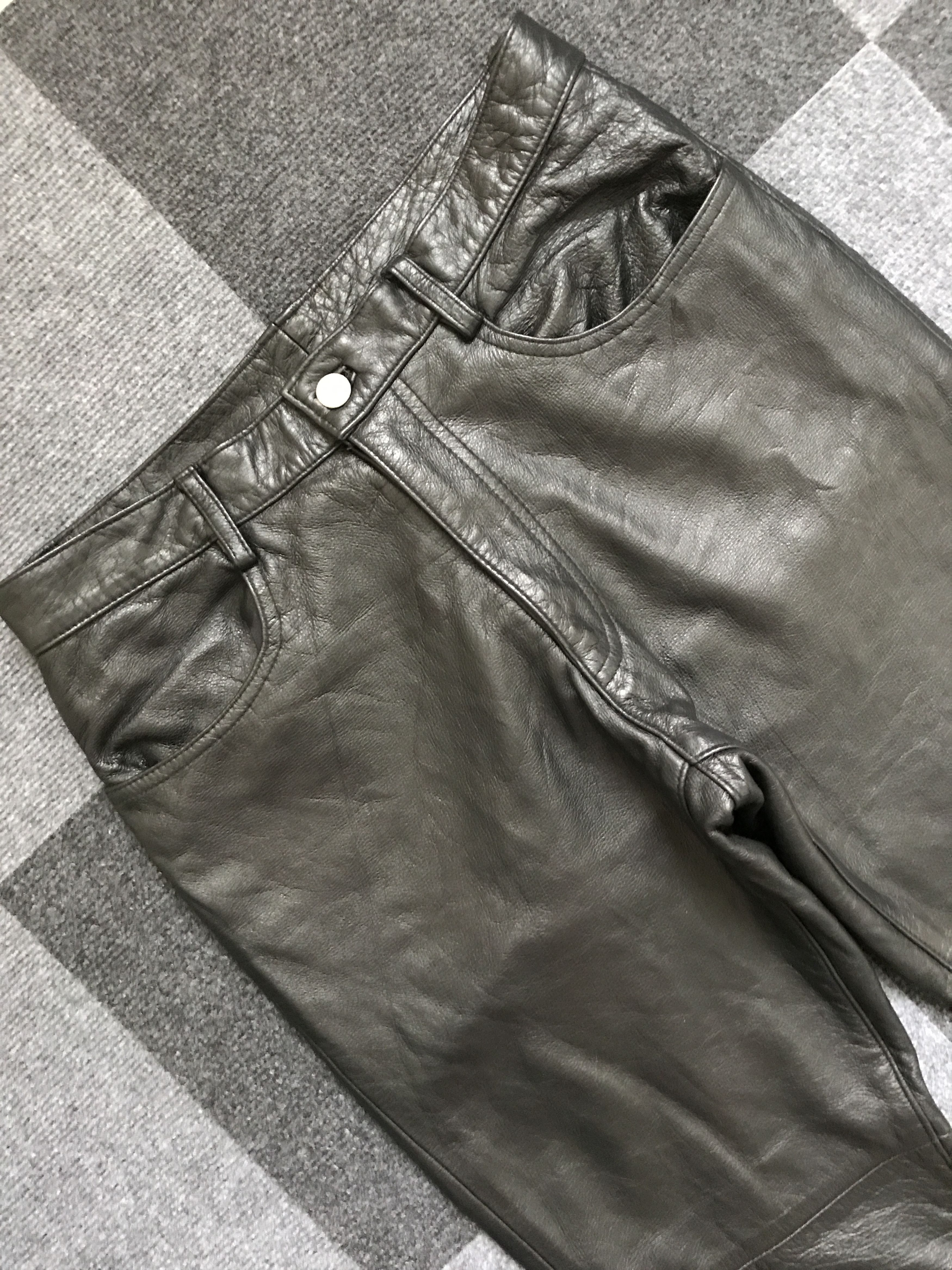 Genuine Leather P36 FOUR BARS By RYUICHIRO SHIMAZAKI Cowhide Leather Pant Size US 29 - 4 Thumbnail