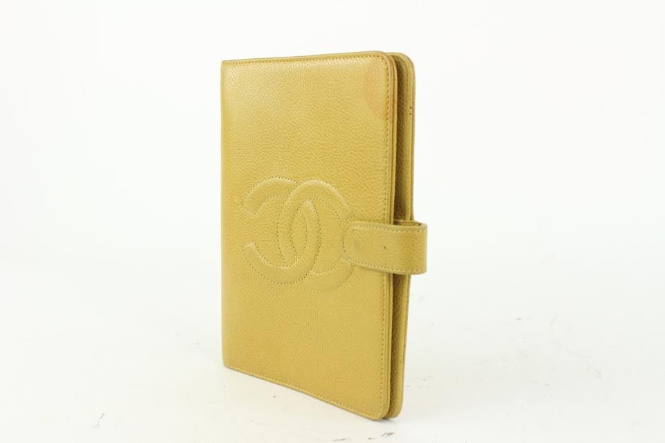 ChanelYellow Mustard Caviar Leather Medium Ring Agenda MM