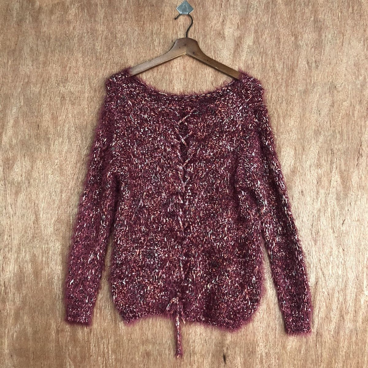 Mix Colour Faux Fur Shag Shaggy Mohair Knit Sweater