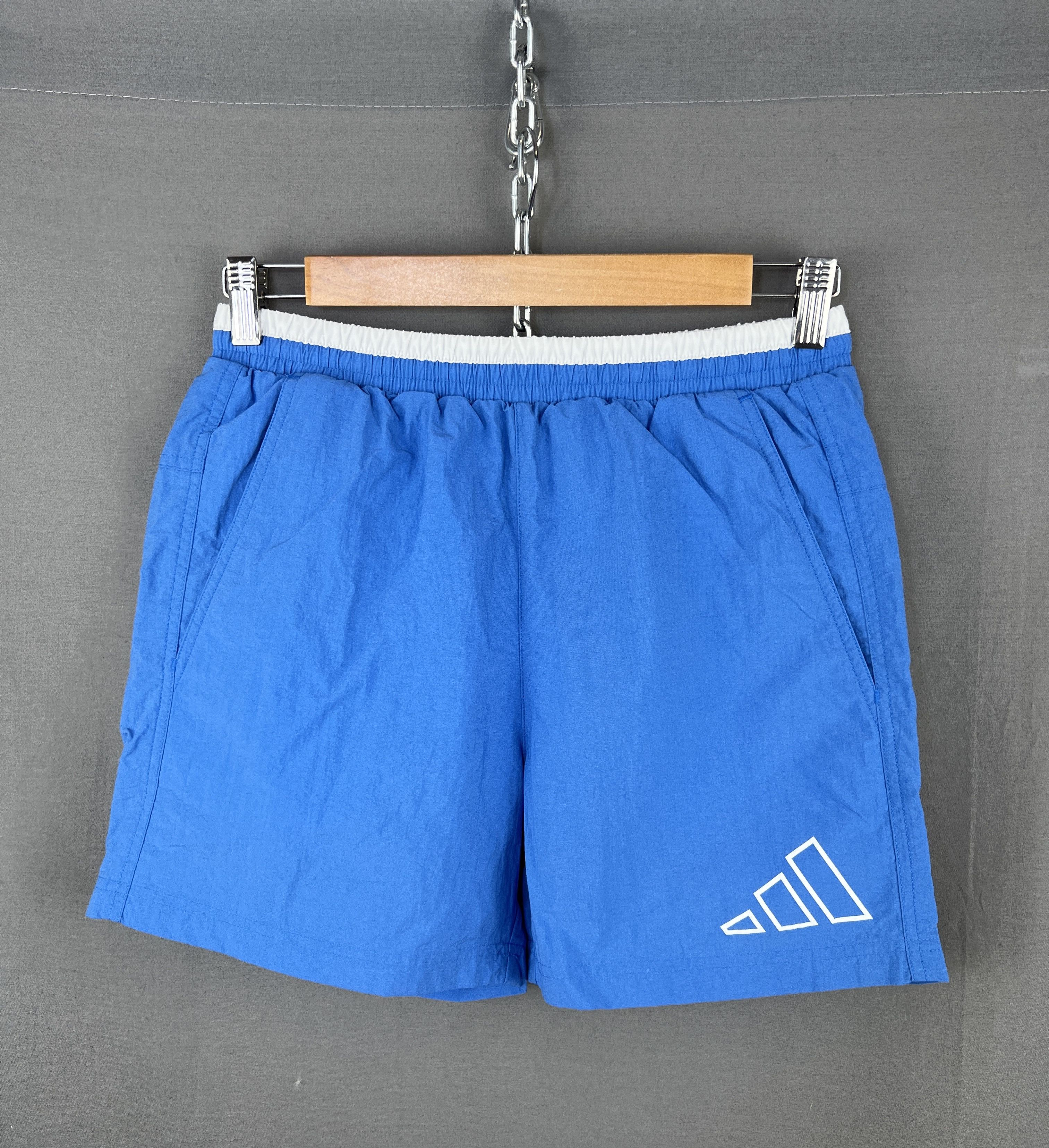 Adidas Vintage Adidas Blue Nylon Swim Shorts 3 Stripes Logo Size US 30 / EU 46 - 1 Thumbnail
