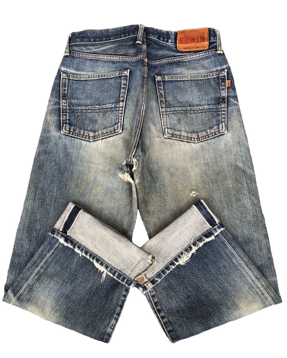 Edwin Last Drop🔥HOT‼️Edwin Selvedge Distressed Denim Size US 30 / EU 46 - 1 Thumbnail
