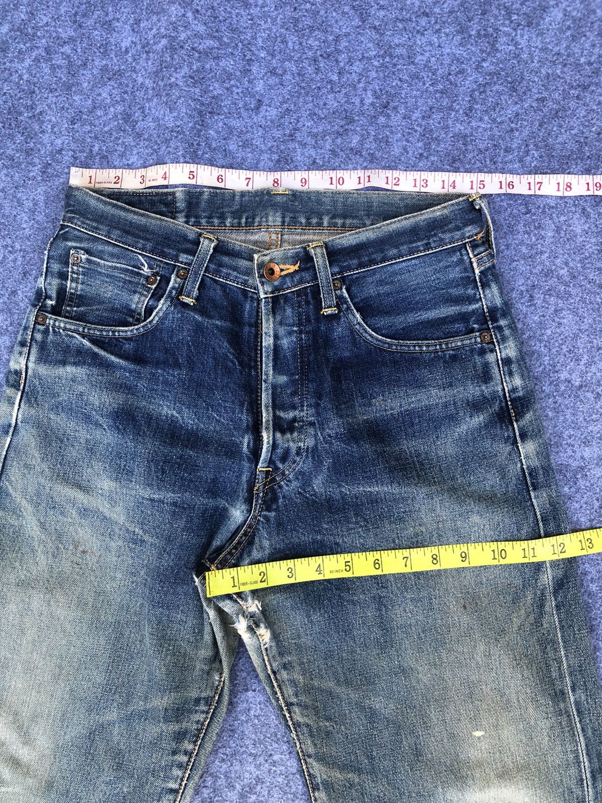 Edwin Last Drop🔥HOT‼️Edwin Selvedge Distressed Denim Size US 30 / EU 46 - 9 Thumbnail