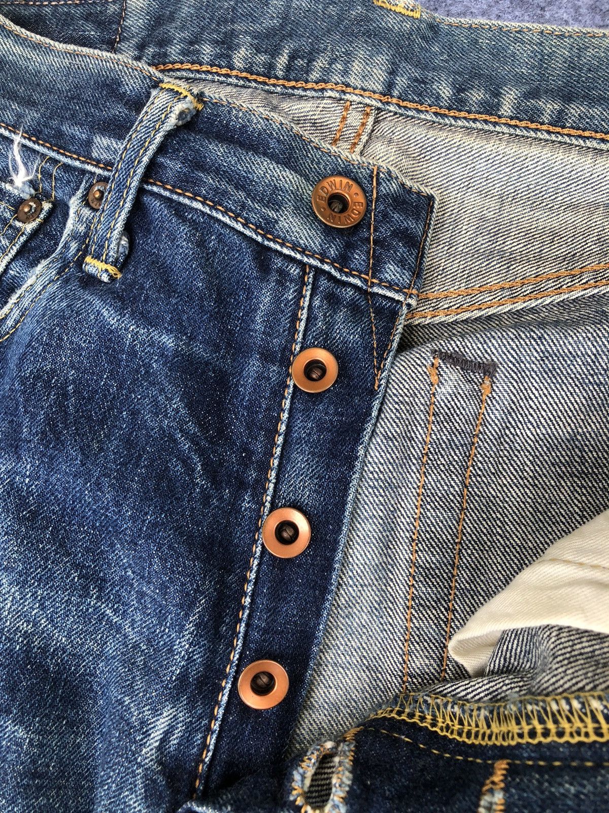 Edwin Last Drop🔥HOT‼️Edwin Selvedge Distressed Denim Size US 30 / EU 46 - 7 Thumbnail