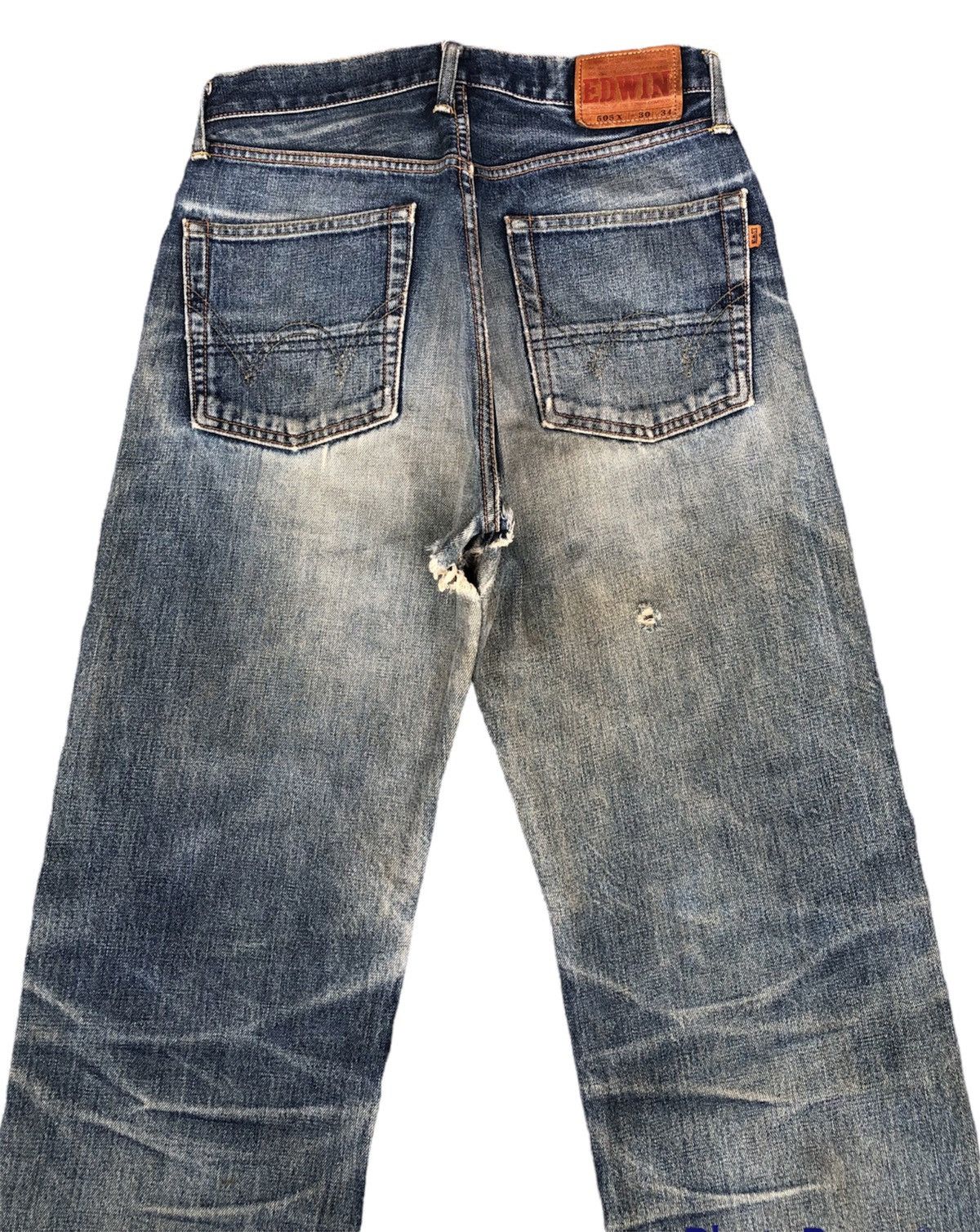 Edwin Last Drop🔥HOT‼️Edwin Selvedge Distressed Denim Size US 30 / EU 46 - 5 Thumbnail