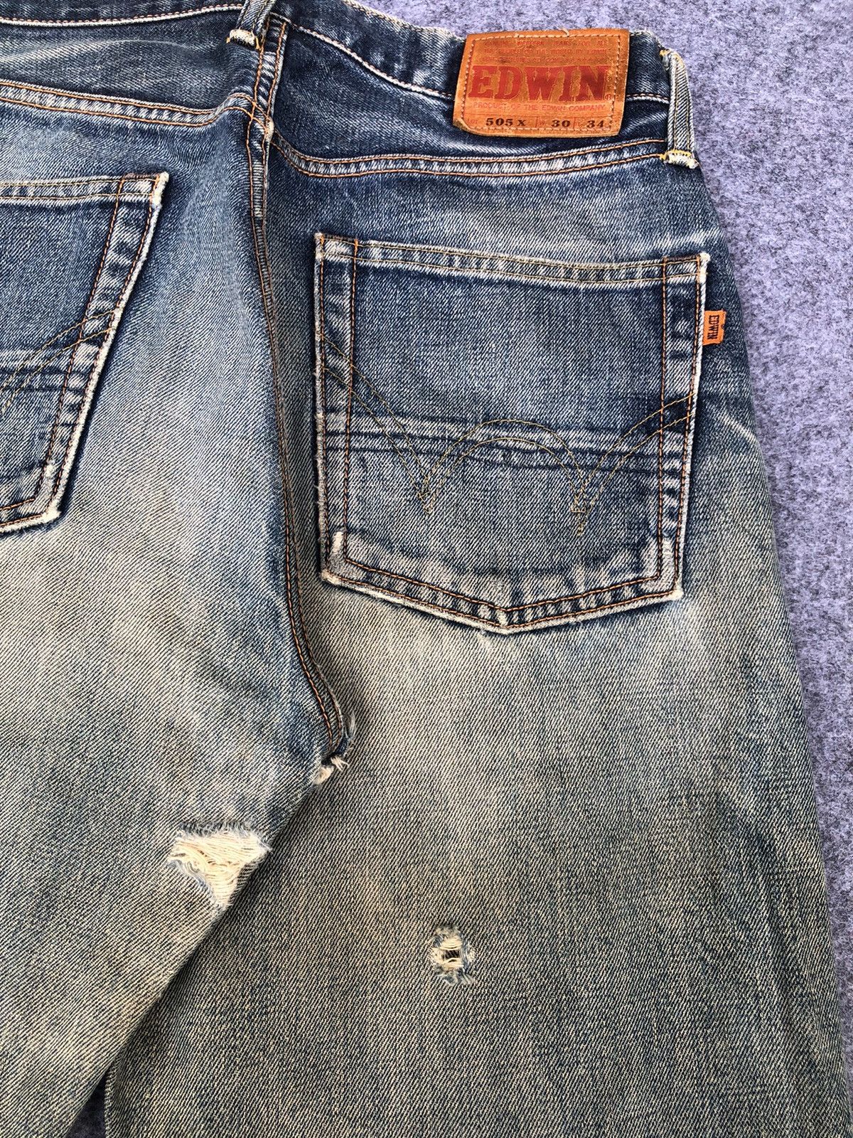 Edwin Last Drop🔥HOT‼️Edwin Selvedge Distressed Denim Size US 30 / EU 46 - 8 Thumbnail