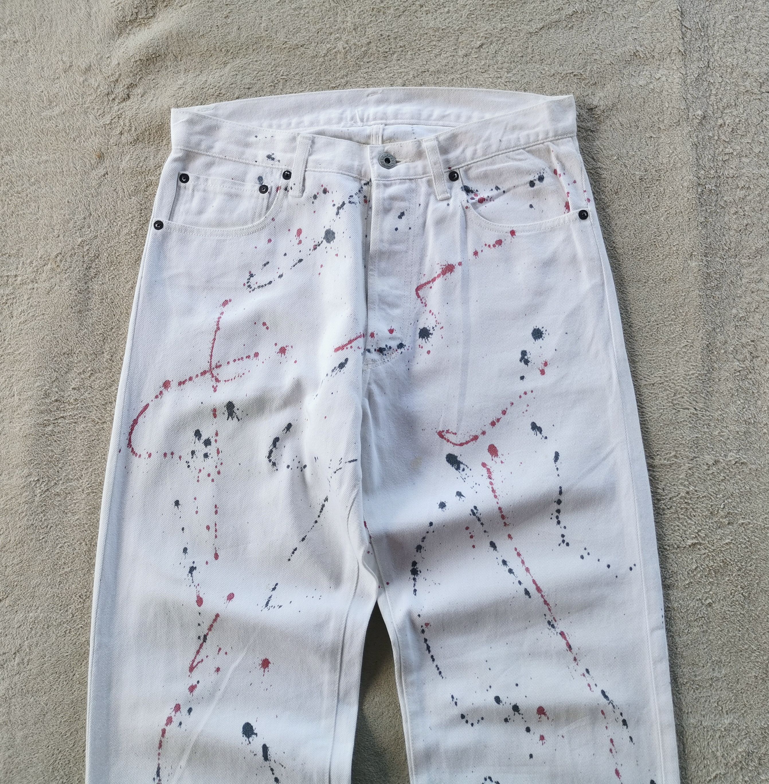 Japanese Brand Paint Splash Art White Jeans Size US 32 / EU 48 - 1 Thumbnail