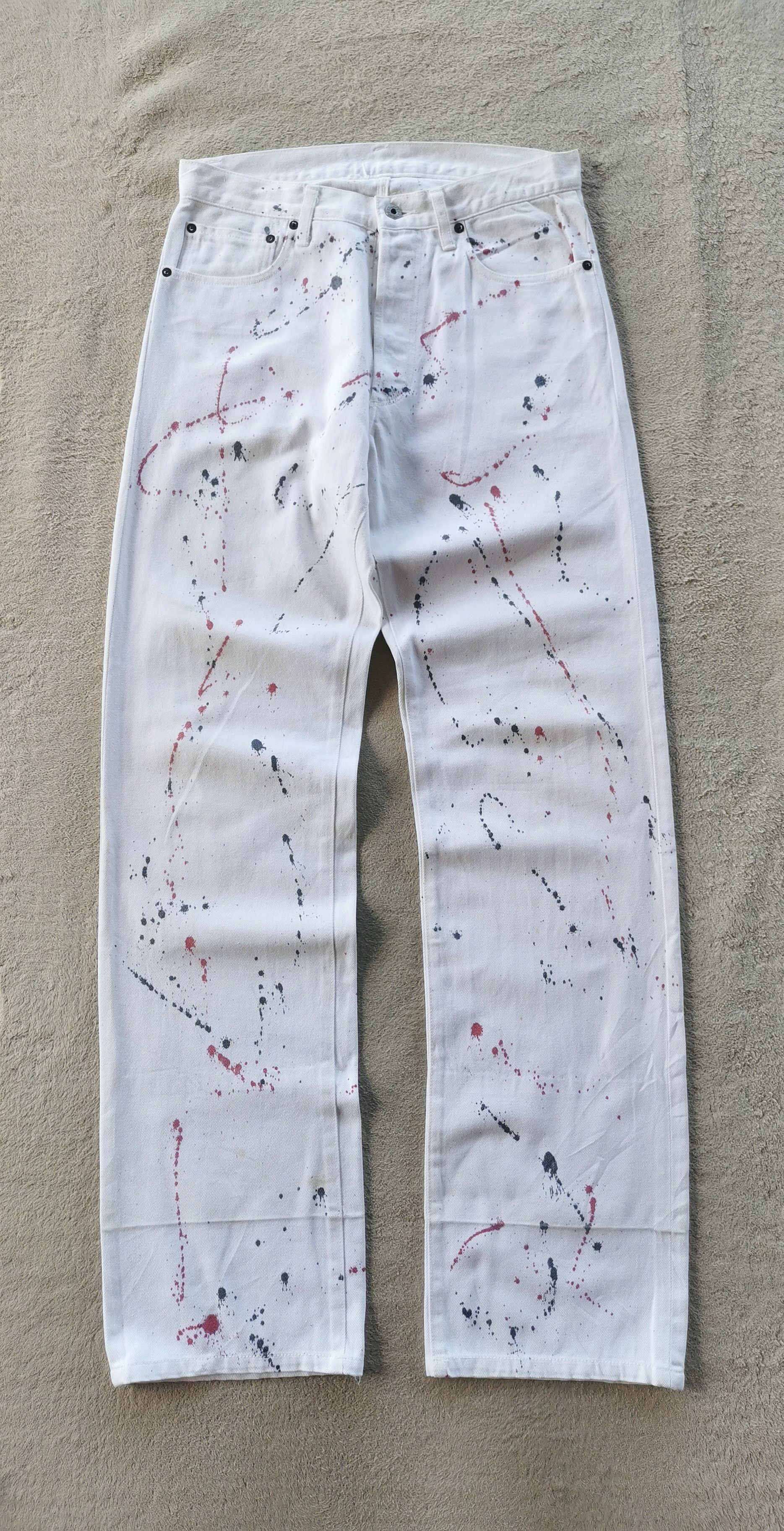Japanese Brand Paint Splash Art White Jeans Size US 32 / EU 48 - 4 Thumbnail