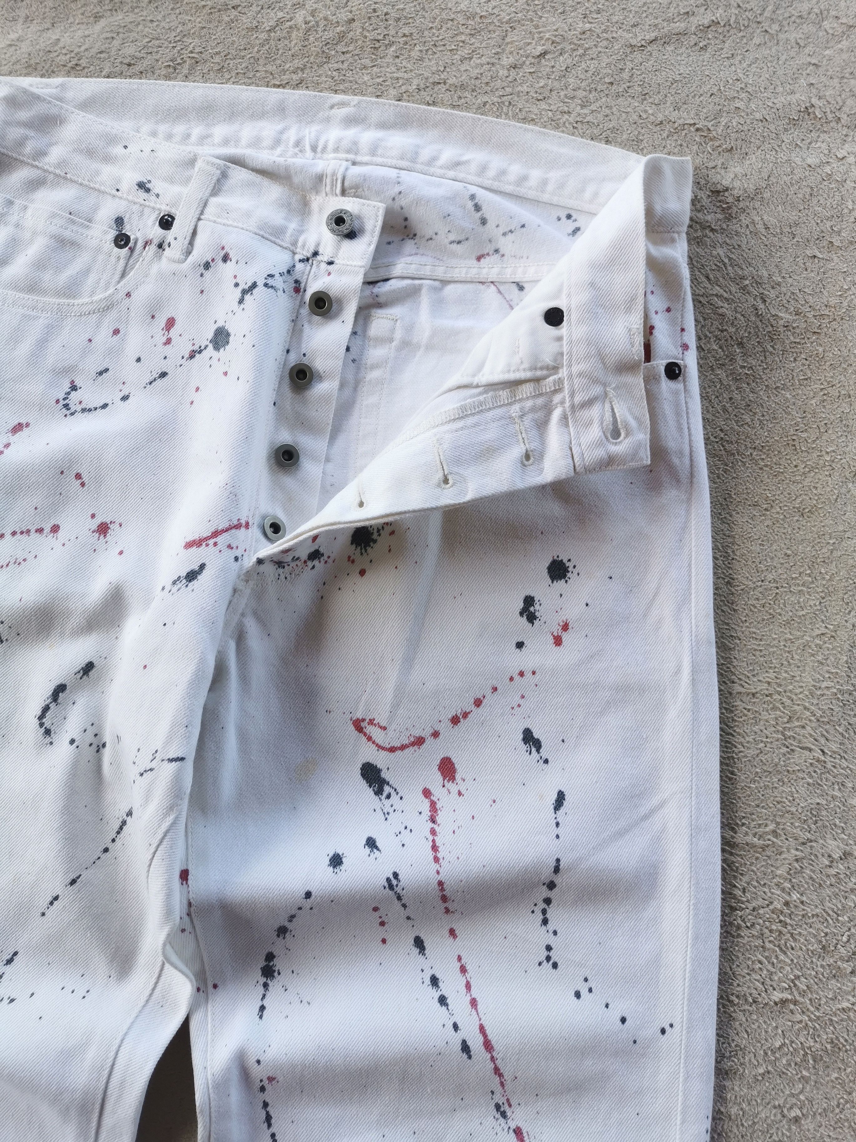 Japanese Brand Paint Splash Art White Jeans Size US 32 / EU 48 - 2 Thumbnail