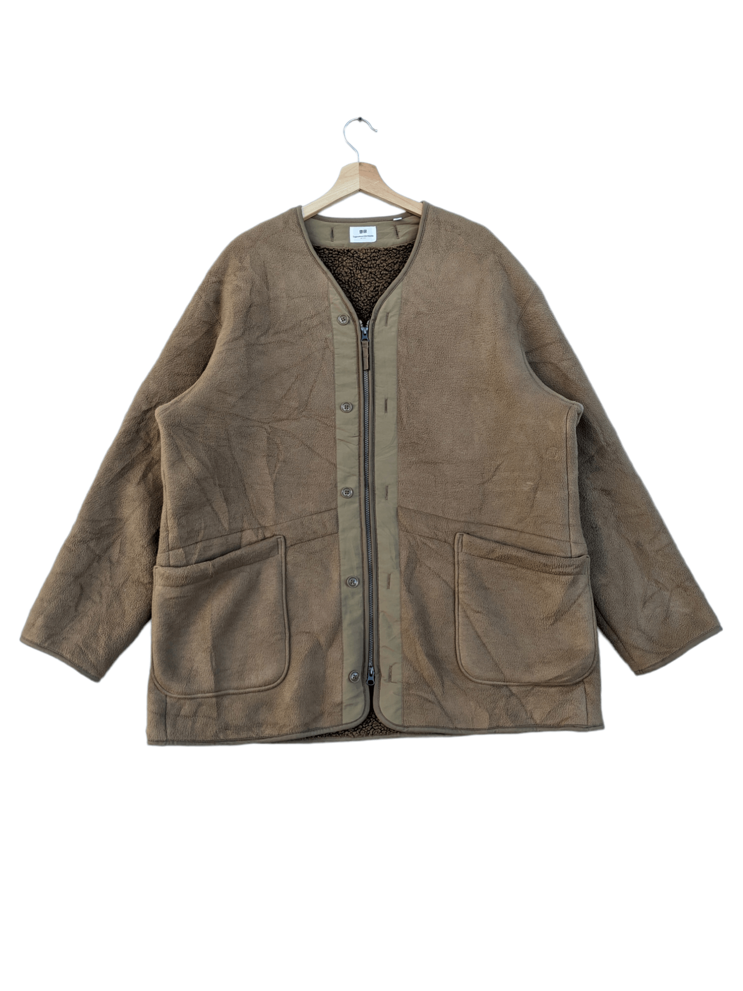 image of Engineered Garments x Uniqlo Engineered Garment X Uniqlo Oversized Fleece Down Jacket in Brown (Siz