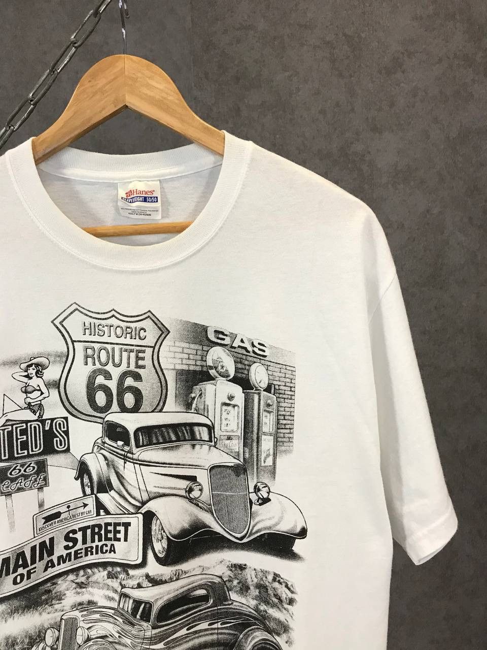 Hanes Route 66 American vintage art tee Size US M / EU 48-50 / 2 - 2 Thumbnail