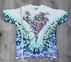 Vintage 90s Grateful Dead Band T-shirt Liquid Blue Tie Dye Ski 