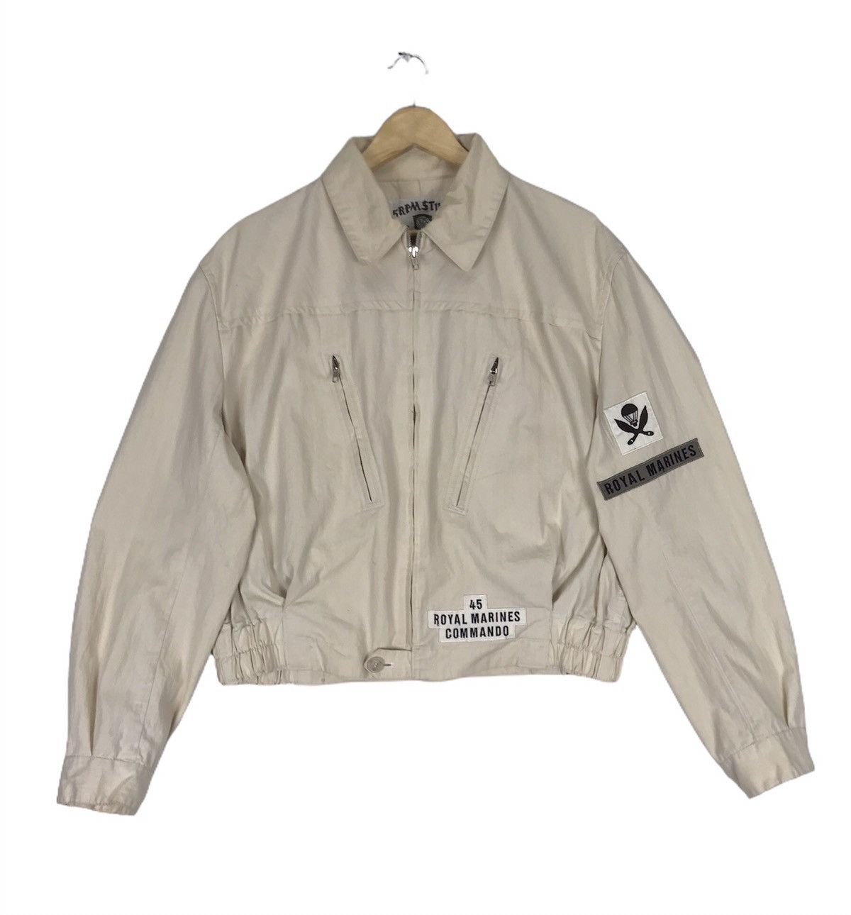 image of 80's 45Rpm By Kiro Hirata 45 Royal Marines Commando Cropped in Cream, Men's (Size Medium)