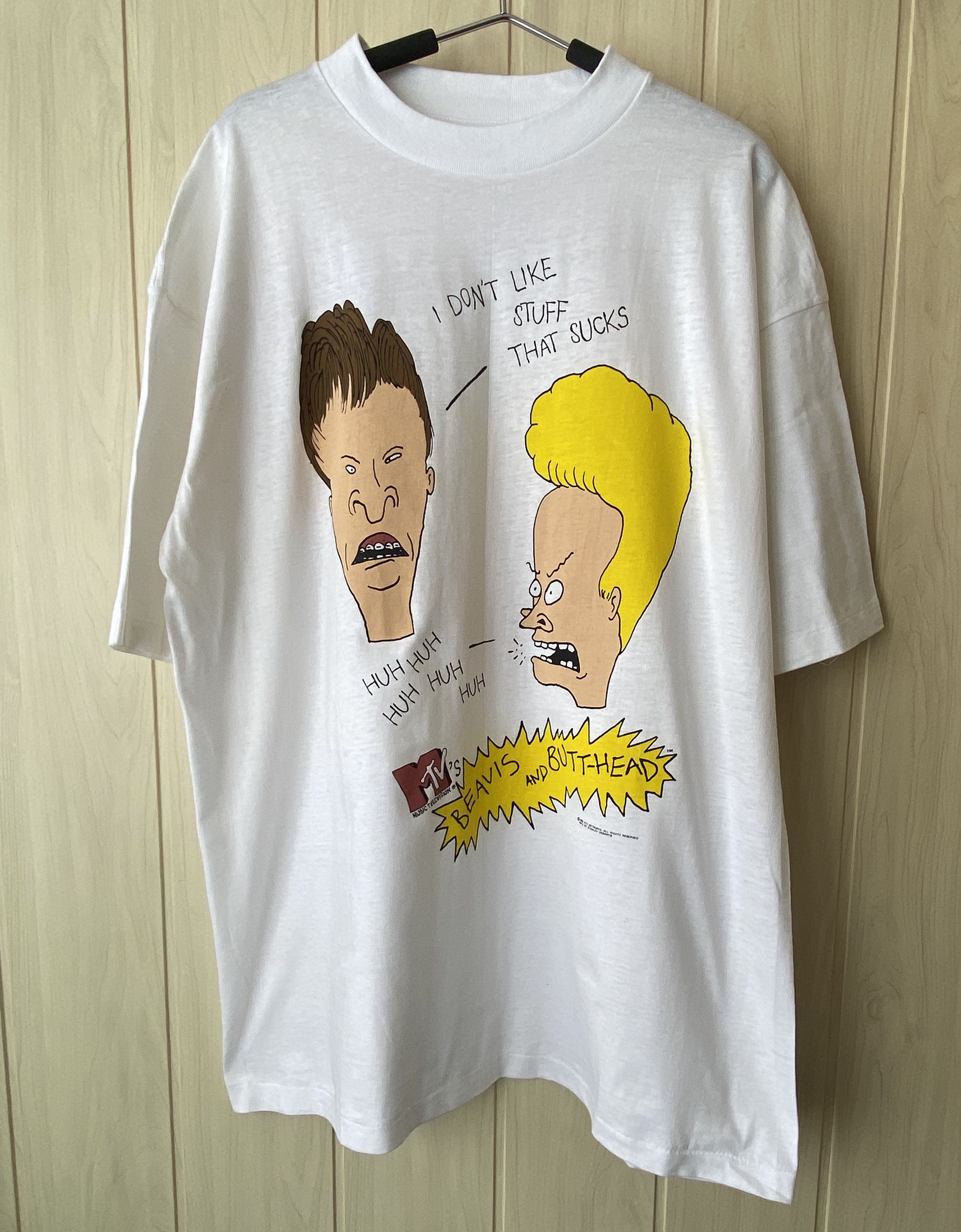 image of Cartoon Network x Mtv Vintage 90’S Beavis And Butt-Head Stanley Desantis T-Shirt in White (Size XL)