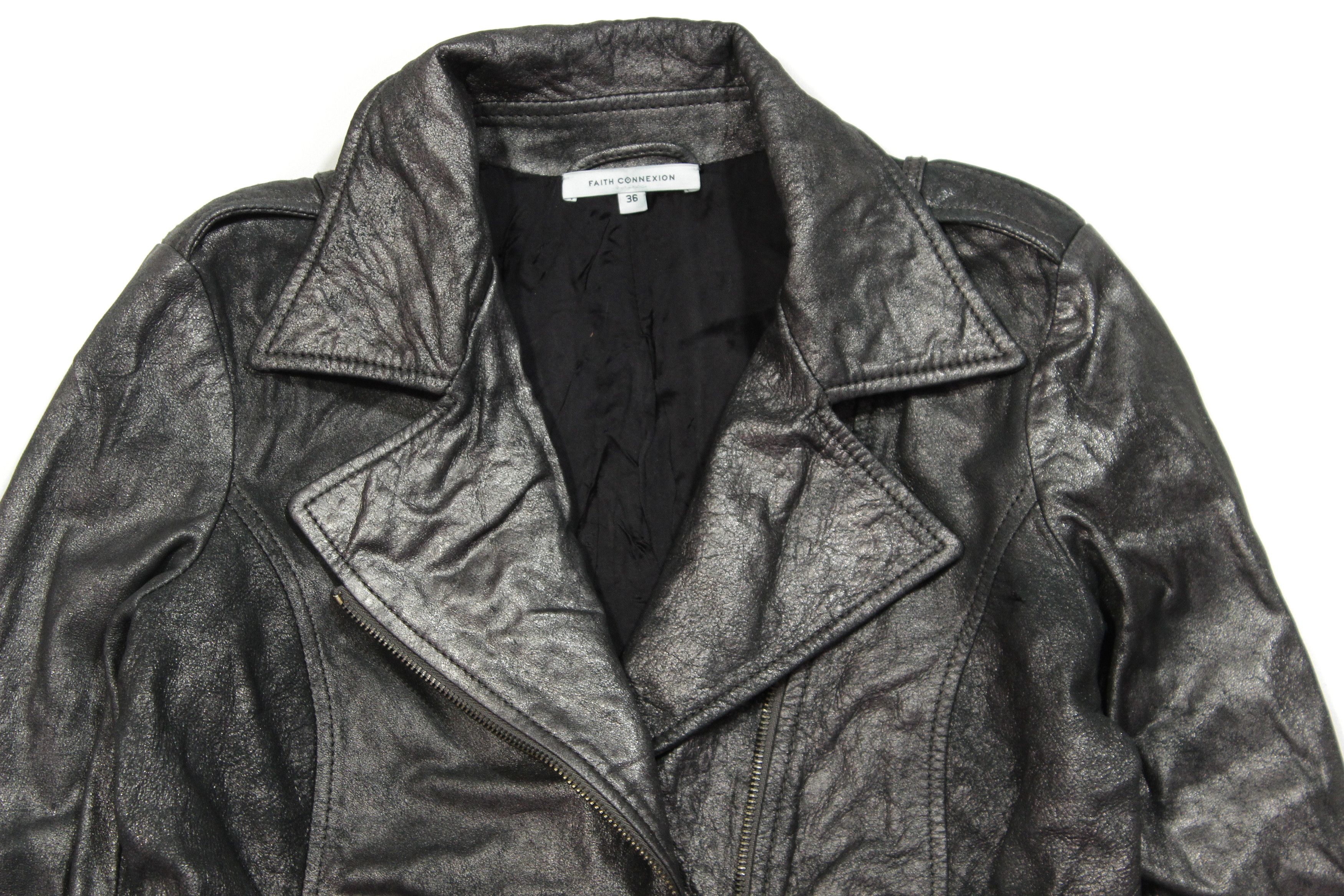 Faith Connexion Biker Distressed Lambskin Leather Jacket Size XS / US 0-2 / IT 36-38 - 3 Thumbnail