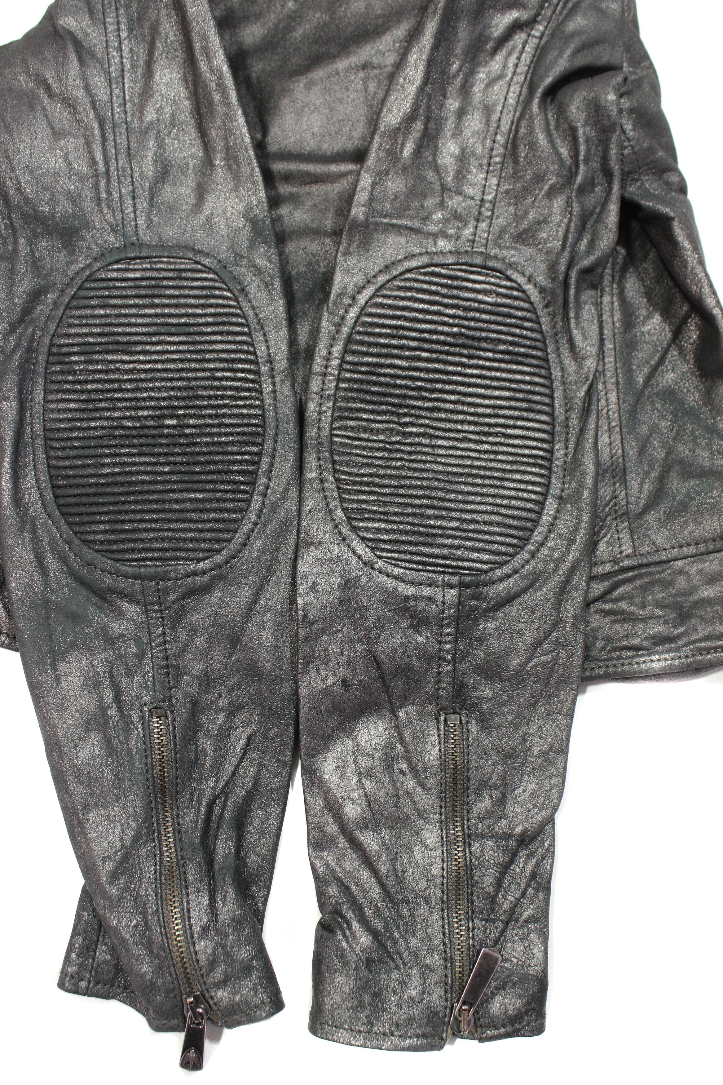 Faith Connexion Biker Distressed Lambskin Leather Jacket Size XS / US 0-2 / IT 36-38 - 6 Thumbnail