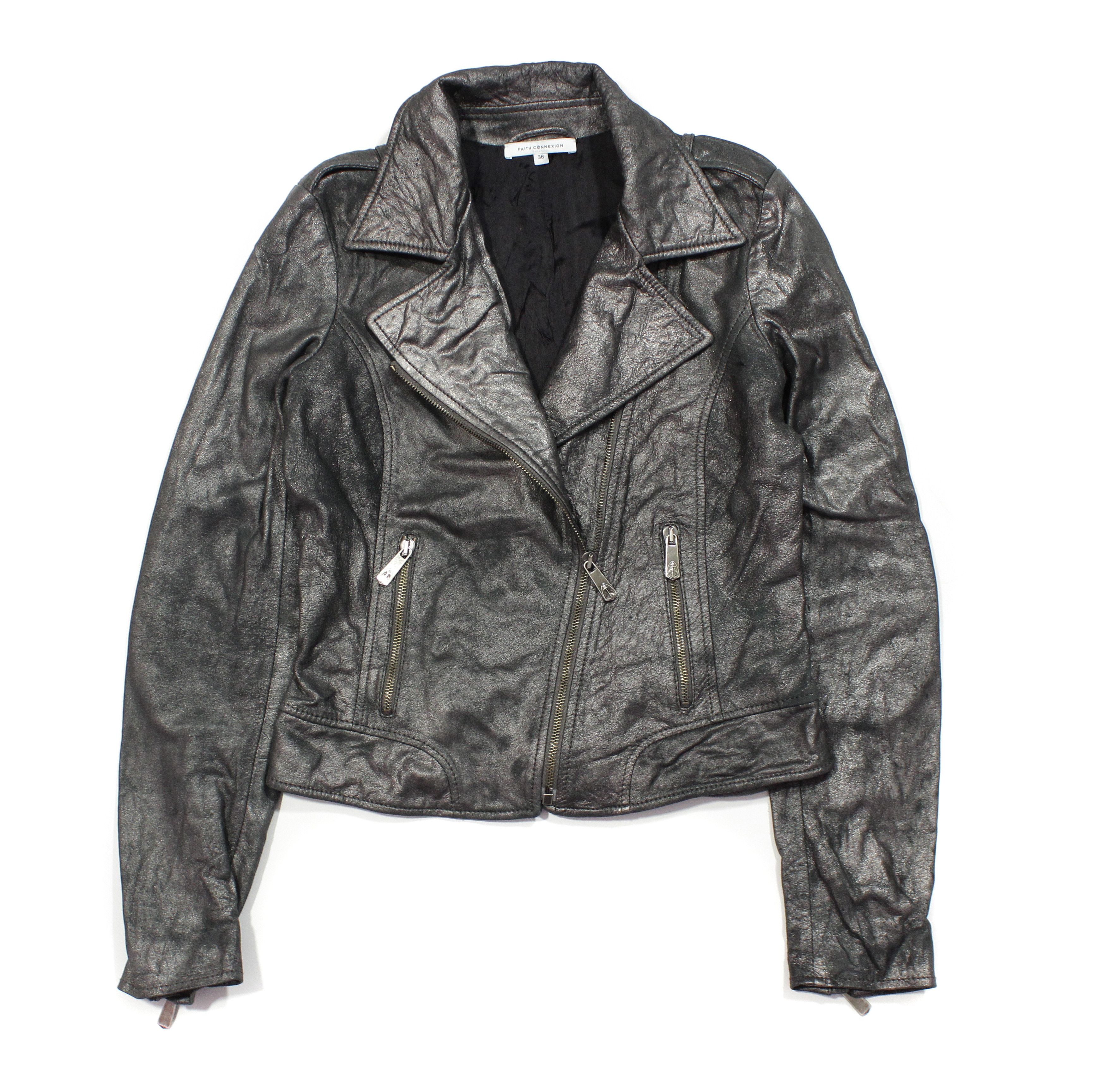 Biker Distressed Lambskin Leather Jacket