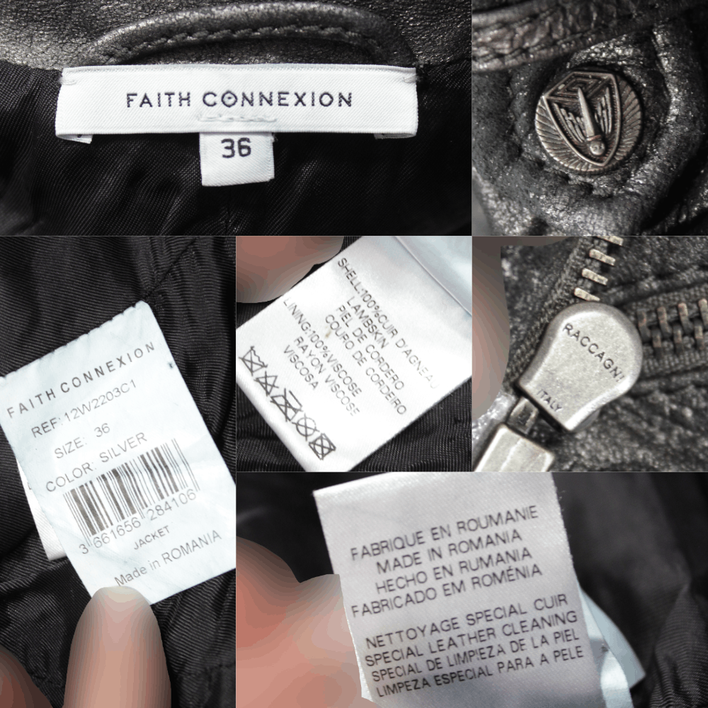 Faith Connexion Biker Distressed Lambskin Leather Jacket Size XS / US 0-2 / IT 36-38 - 10 Thumbnail