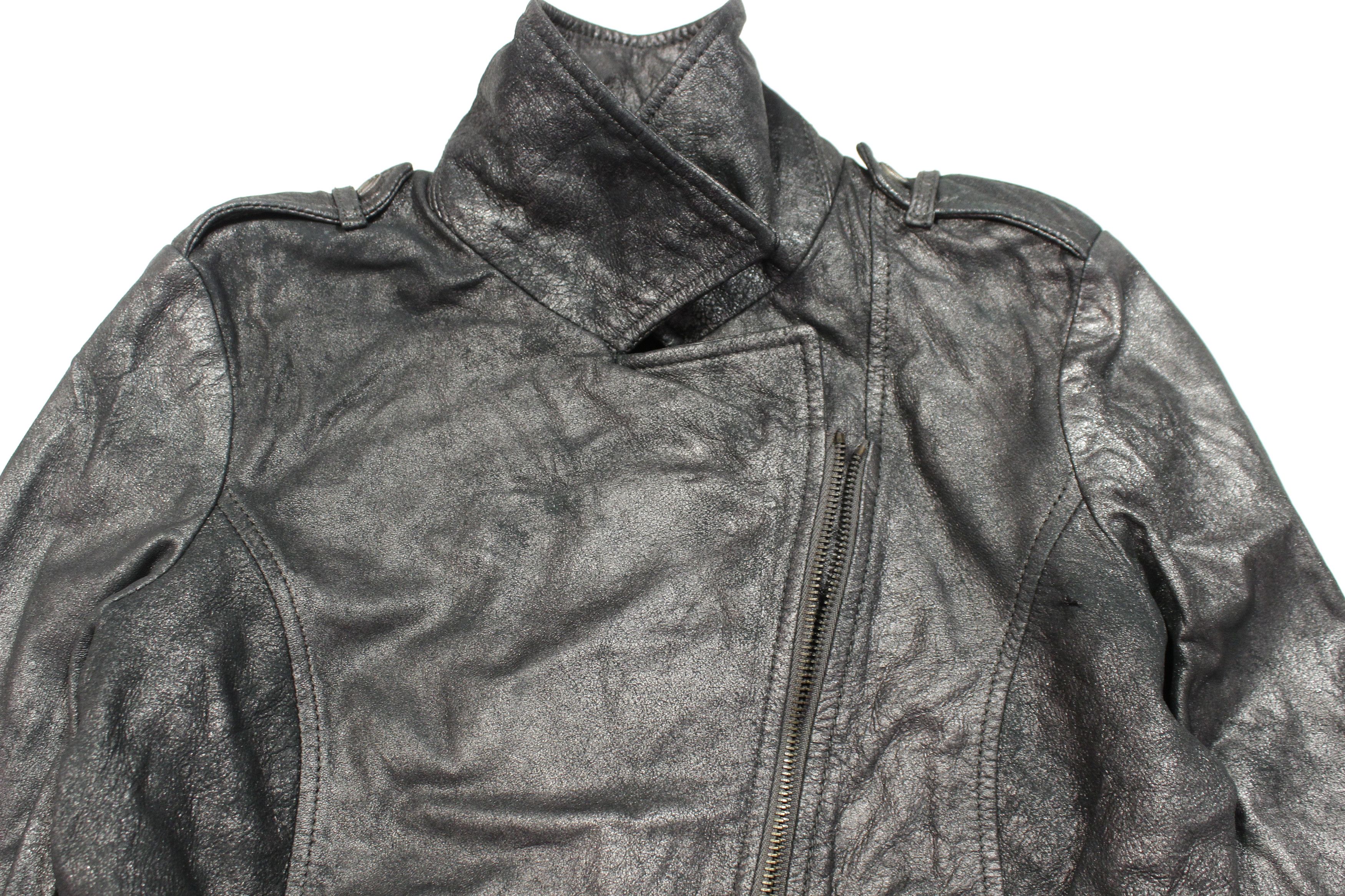 Faith Connexion Biker Distressed Lambskin Leather Jacket Size XS / US 0-2 / IT 36-38 - 4 Thumbnail