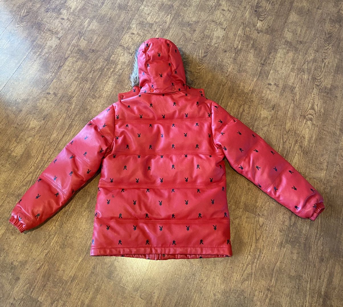 Supreme x playboy leather puffer jacket