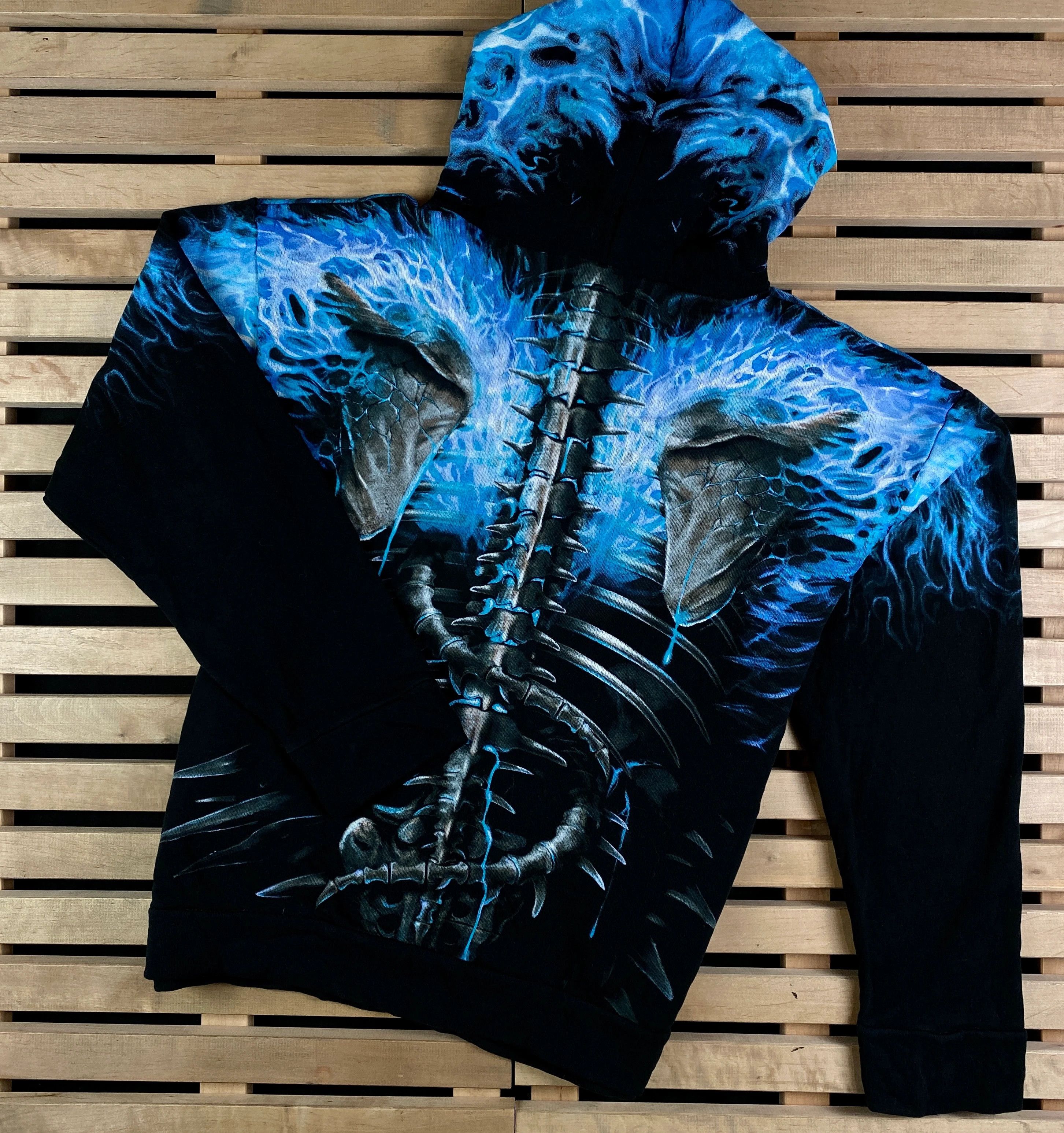 Band Tees × Vintage Mens Hoodies Vintage Spiral Full Print Skull Size L Size US L / EU 52-54 / 3 - 5 Thumbnail