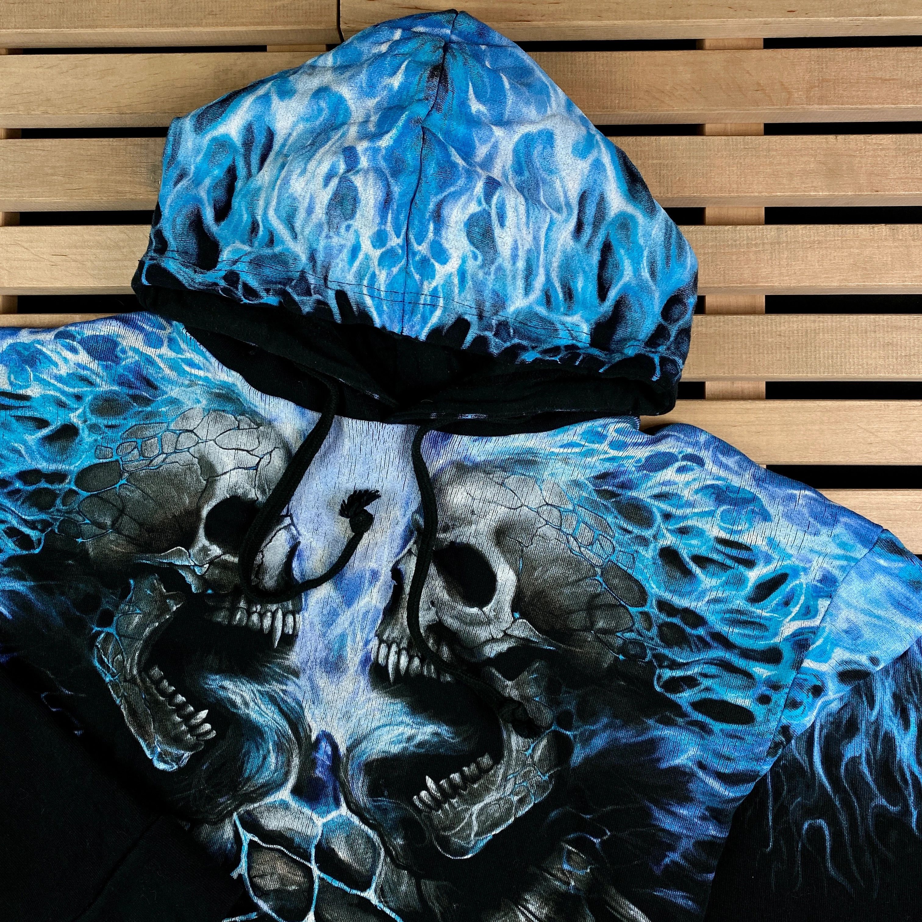 Band Tees × Vintage Mens Hoodies Vintage Spiral Full Print Skull Size L Size US L / EU 52-54 / 3 - 2 Thumbnail