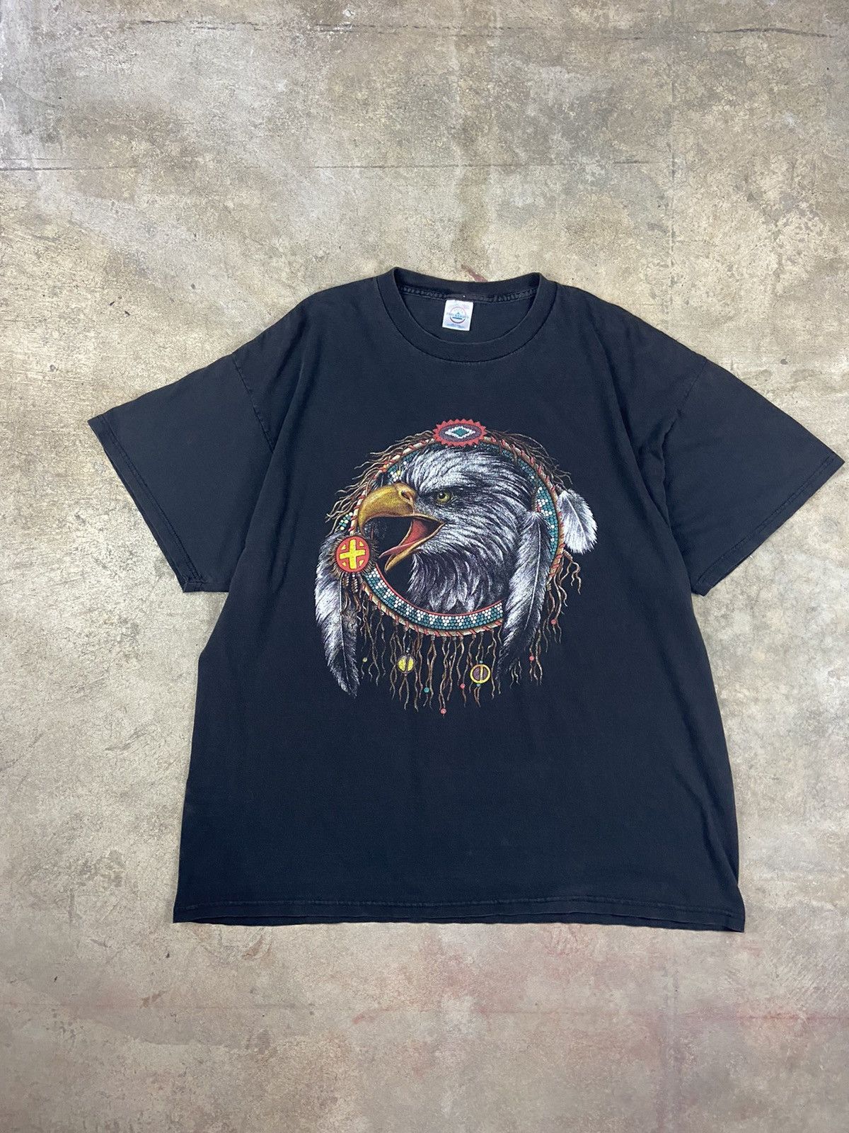 Vintage 90s eagle dream catcher faded t shirt