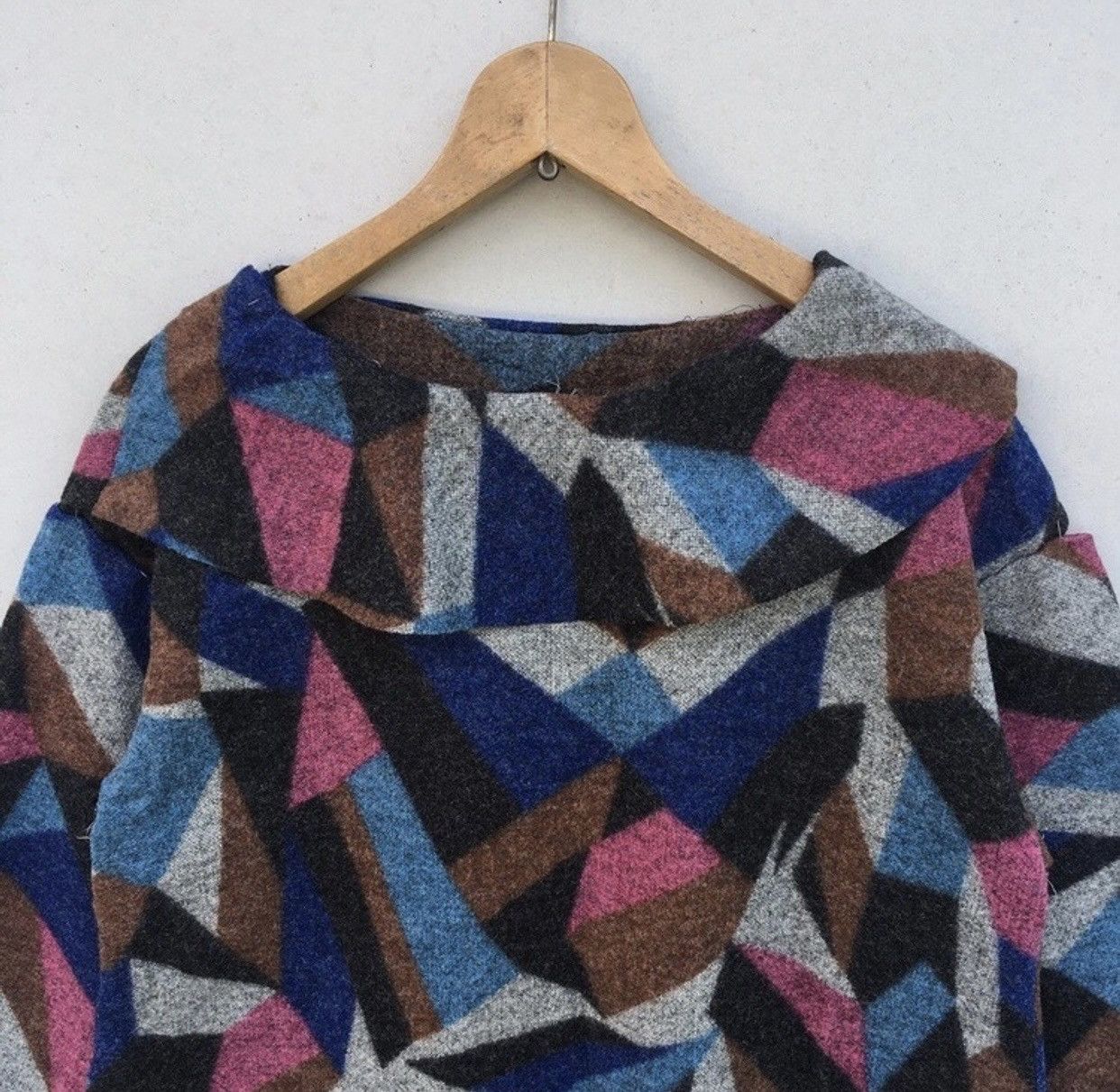 Handmade Vtg Custom Handcrafted Assymetrical Prism Wool Knitwear Size US M / EU 48-50 / 2 - 2 Thumbnail