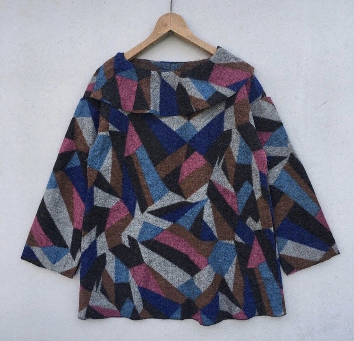 Handmade Vtg Custom Handcrafted Assymetrical Prism Wool Knitwear Size US M / EU 48-50 / 2 - 1 Thumbnail