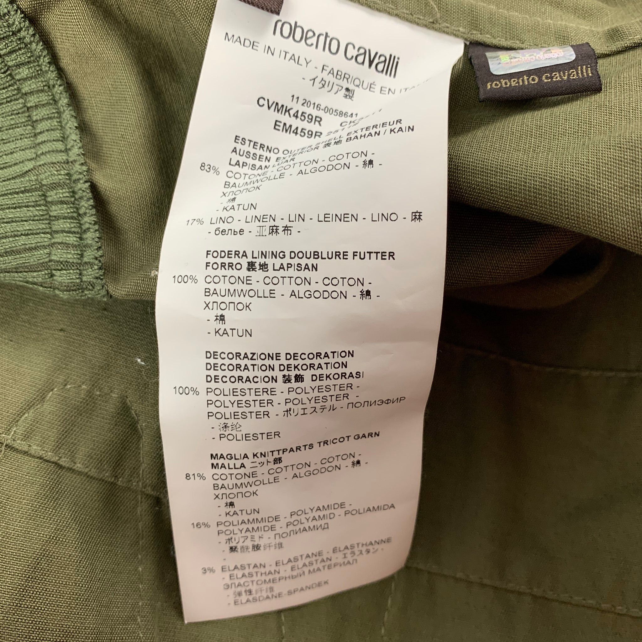 Roberto Cavalli 2016 Green Beaded Cotton Linen Zip Up Jacket Size US S / EU 44-46 / 1 - 5 Thumbnail
